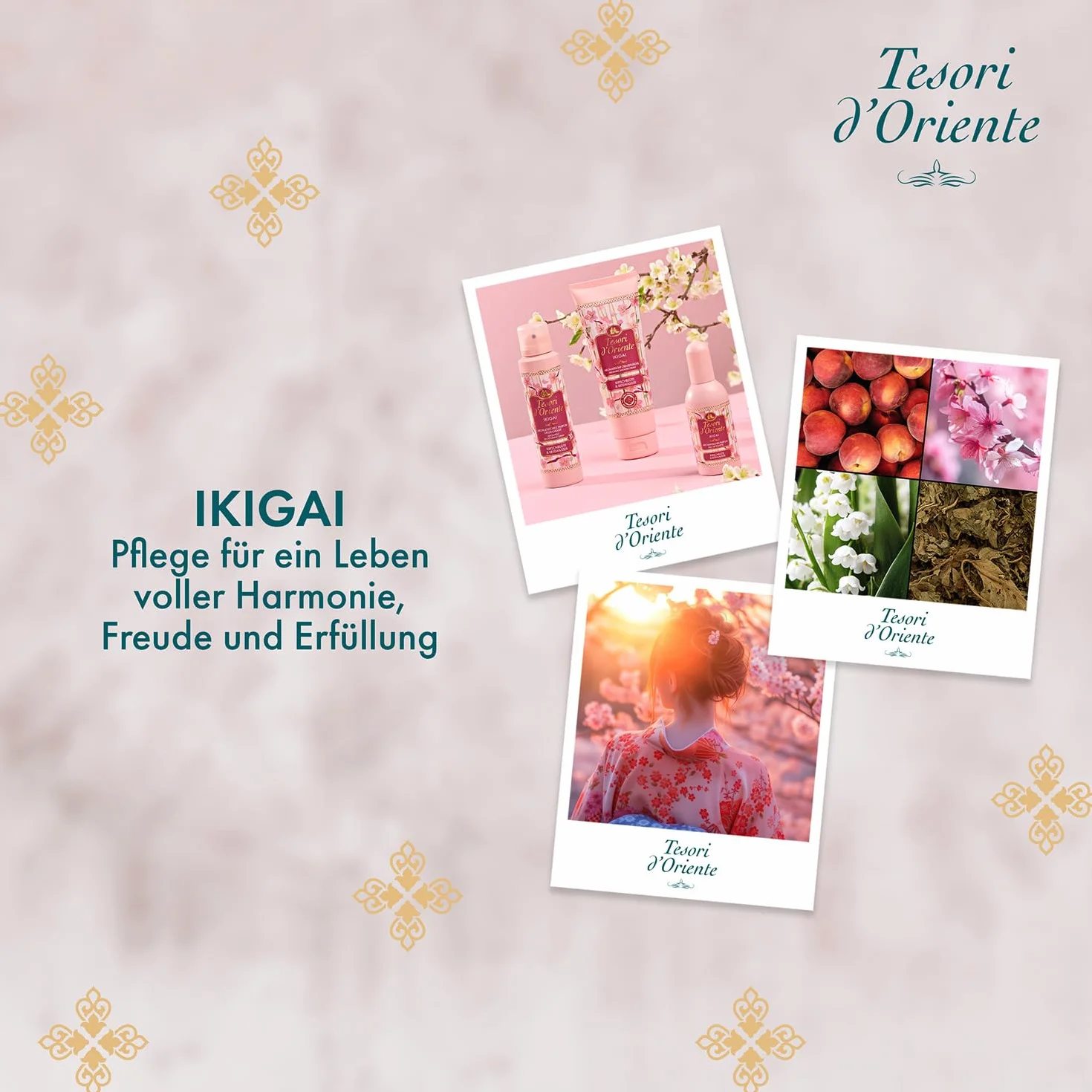 Tesori d'Oriente Mydło w kremie "Ikigai" | aromatyczne mydło w płynie z kwiatami wiśni i wodą ryżową | luksusowa pielęgnacja dłoni | mydło w płynie do delikatnego czyszczenia | rytuał dla ciała i