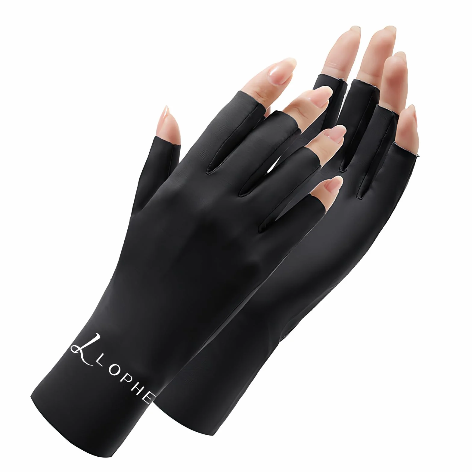 LOPHE Damskie rękawiczki anty-UV bez palców, żelowe rękawice do manicure'u, ochrona przeciwsłoneczna UPF200+ do żelowego manicure'u / roweru/jazdy samochodem/fitness/wędkarstwa, elastyczny, lekki