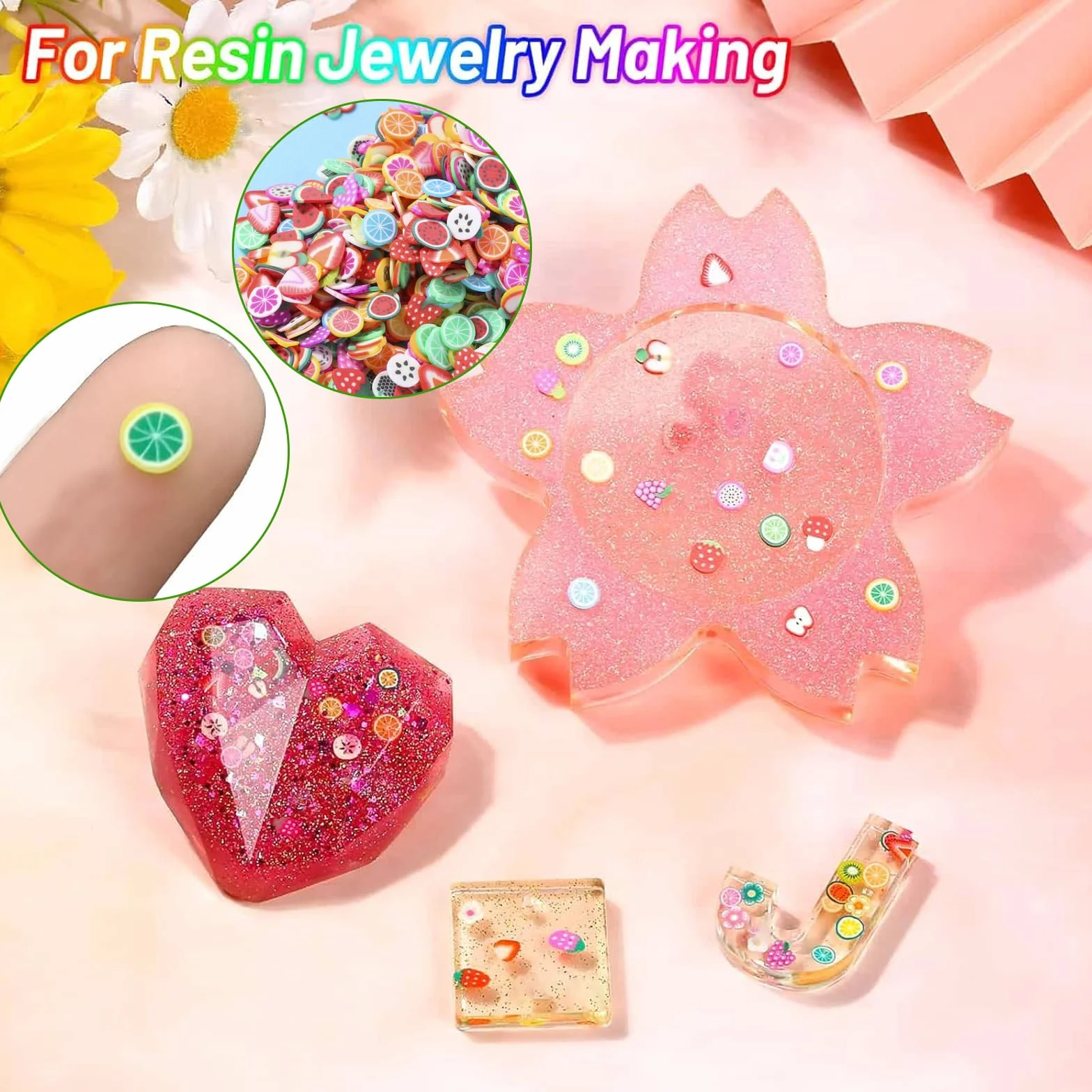 Zestaw 3D Nail Art Zestaw 6000 sztuk akcesoriów do paznokci, mieszanych kształtów owoców, idealny do manicure, makijażu, DIY Slime i wielu innych