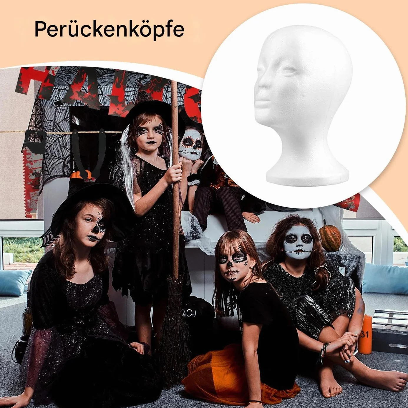 Piankowa głowa | Stojak na perukę z funkcją kapelusza i podstawą – narzędzia do stylizacji fryzur, dla początkujących, cosplay, akcesoria fryzjerskie, akcesoria wystawowe