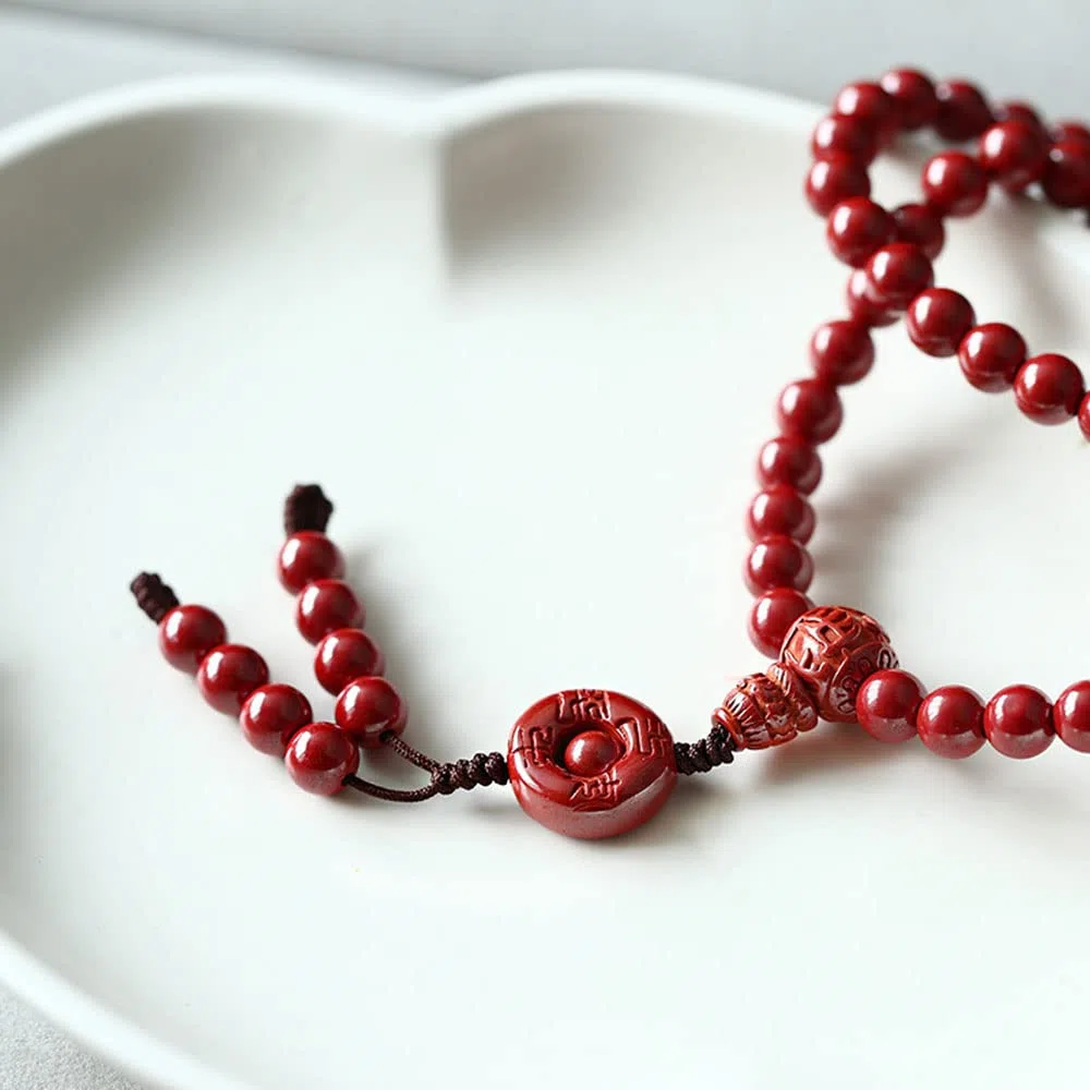 Koraliki modlitewne, naszyjnik z koralików, bransoletka, naturalna bransoletka z koralików cynobrowych 108 6 mm koraliki buddy cynobrowy różaniec Unisex para powodzenia Amulet