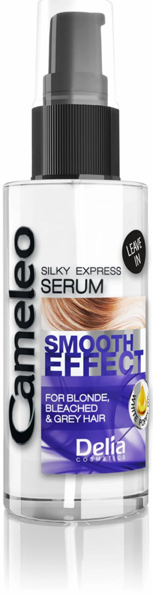 Cameleo Srebrne Serum do Włosów Blond Siwych Rozjaśnianych Przeciw Żółtym Odcieniom Ochrona UV z Olejem Makowym 55ml