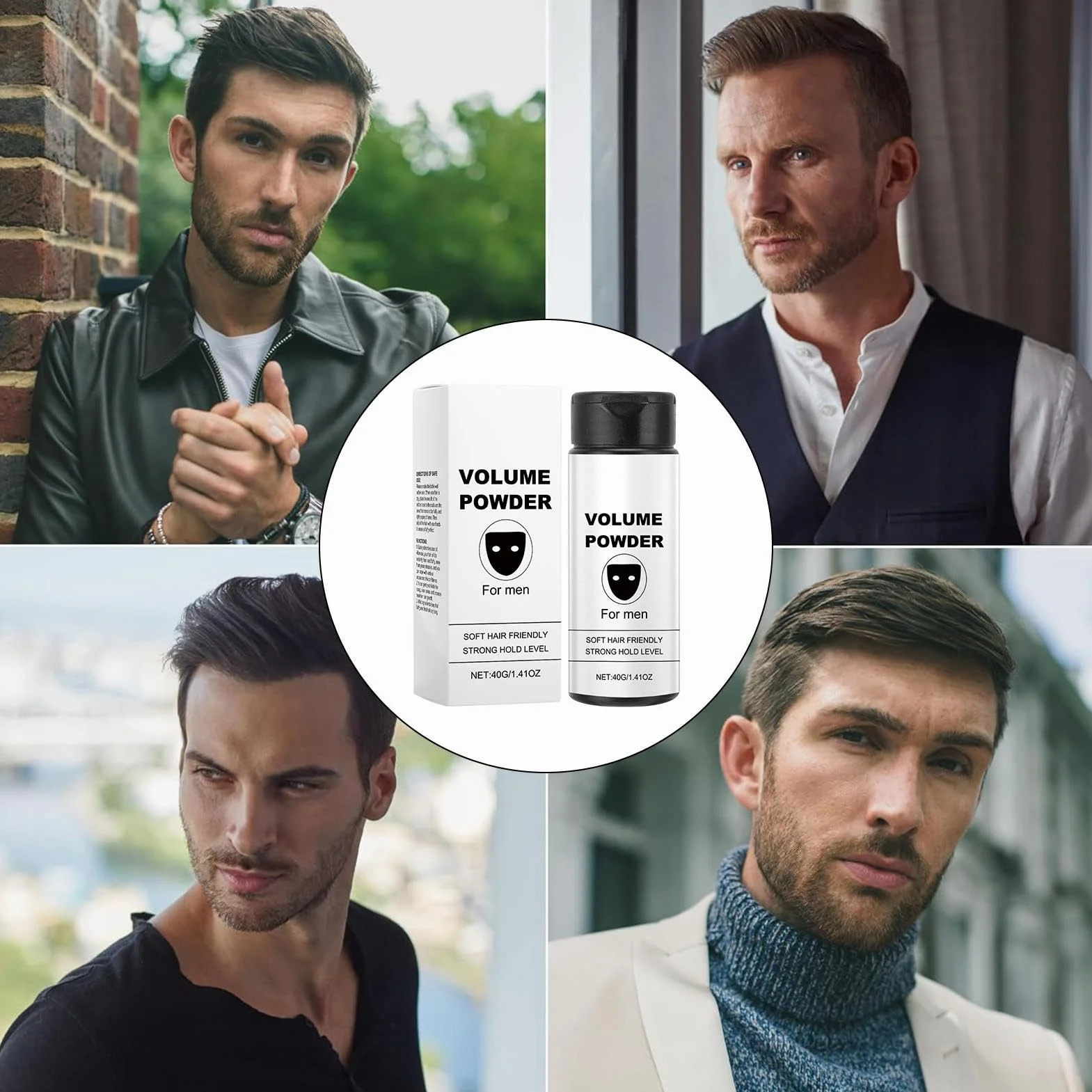Men's Hair Styling Powder Volumizing Texturizing Powder Long-Lasting Natural Look Hair Talc 40g