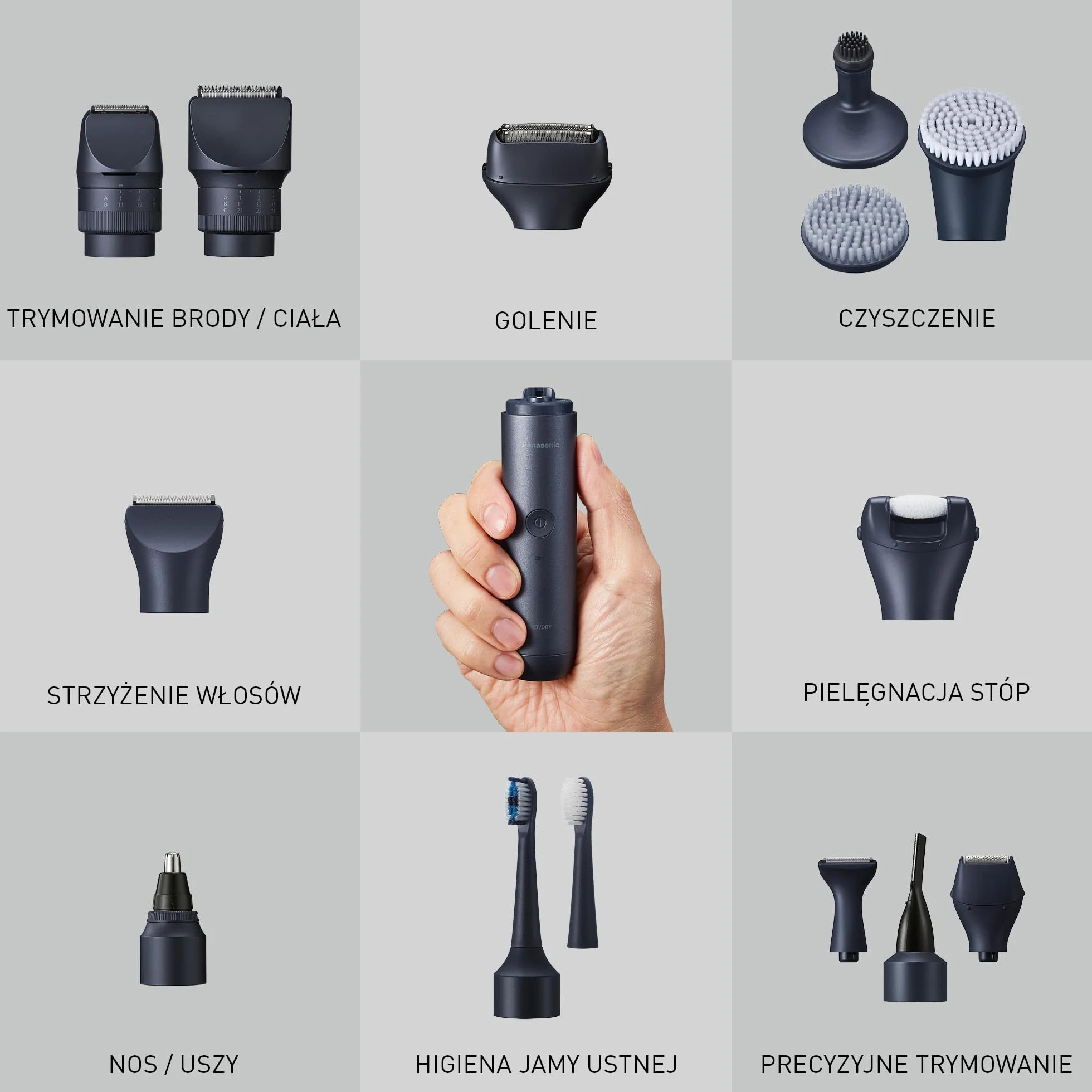 Panasonic Multishape ER-CTW1-A301 nakładka do trymera broda, włosy i ciało, 39 ustawień długości, Czarny