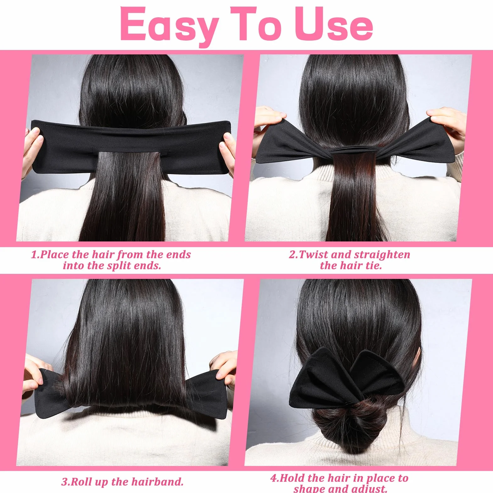 Thinp French Twist Hair Bun Maker 3 sztuki wałek do włosów wielokrotnego użytku