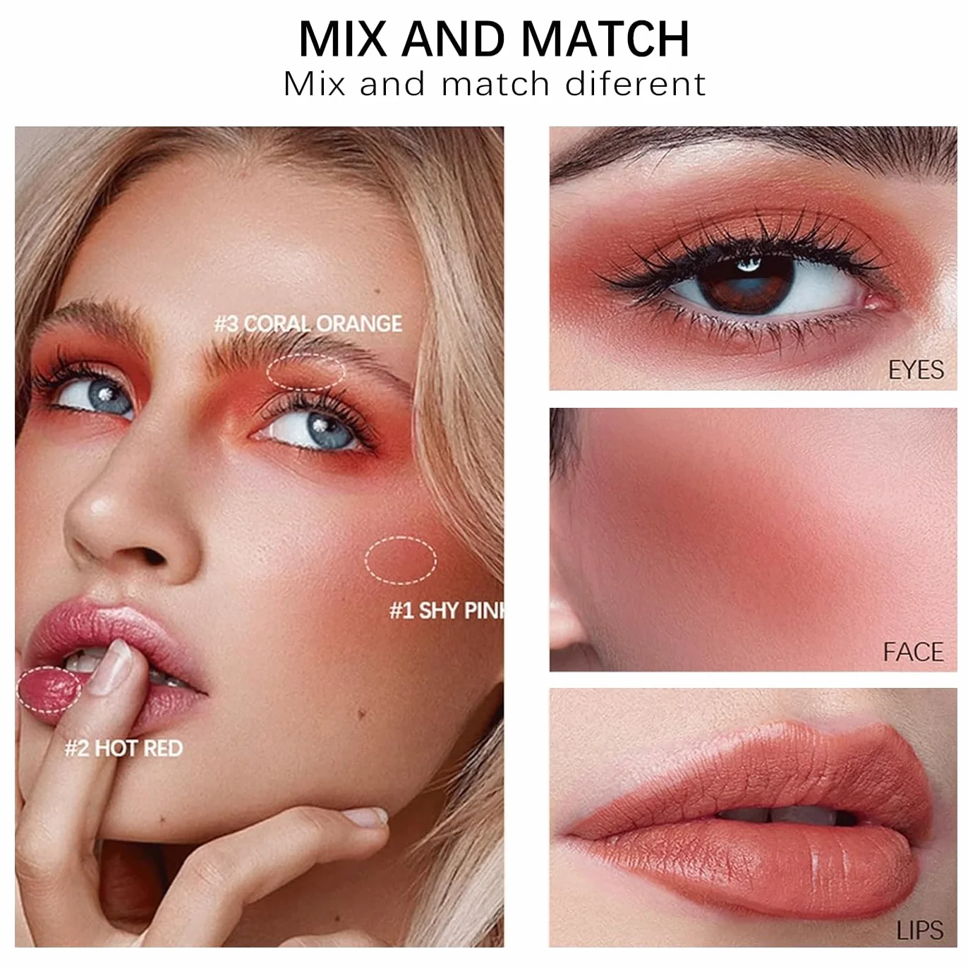 AYNKH 3 w 1 Rumieniec Blush Stick do policzków Usta Oczy, Rumieniec do twarzy, krem nawilżający Bronzer Blusher, matowy łatwy do ściągania wielofunkcyjny odcień do robienia różu (Pink)