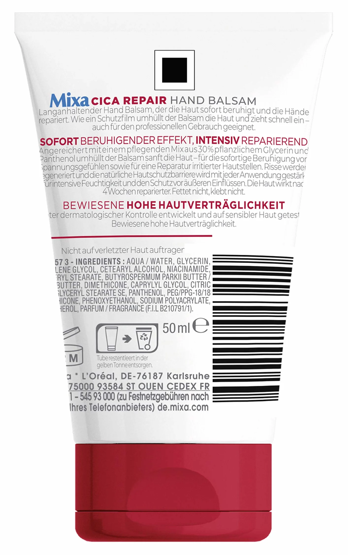 Mixa Cica Repair balsam do rąk nawilżający regenerujący 50 ml