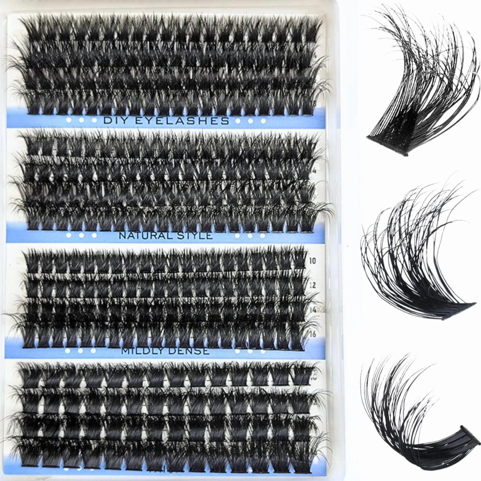 KEYRI 296 szt. sztuczne rzęsy 80-150D Curl puszyste rosyjskie przedłużanie rzęs indywidualne naturalne rzęsy dla dziewcząt i kobiet (10-18 mm Mix)