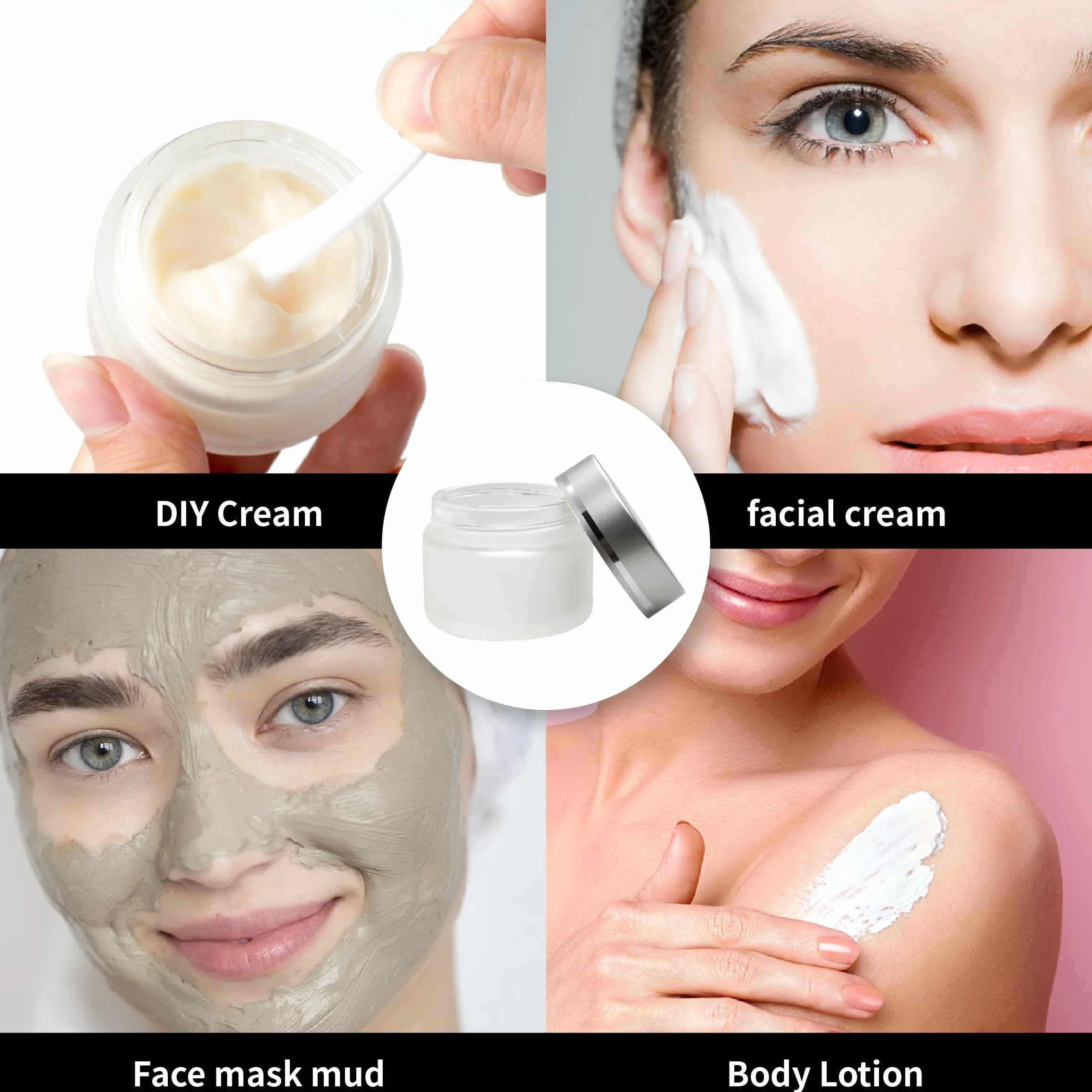Szklane słoiki na krem 50 ml zestaw 2 sztuk z pokrywką