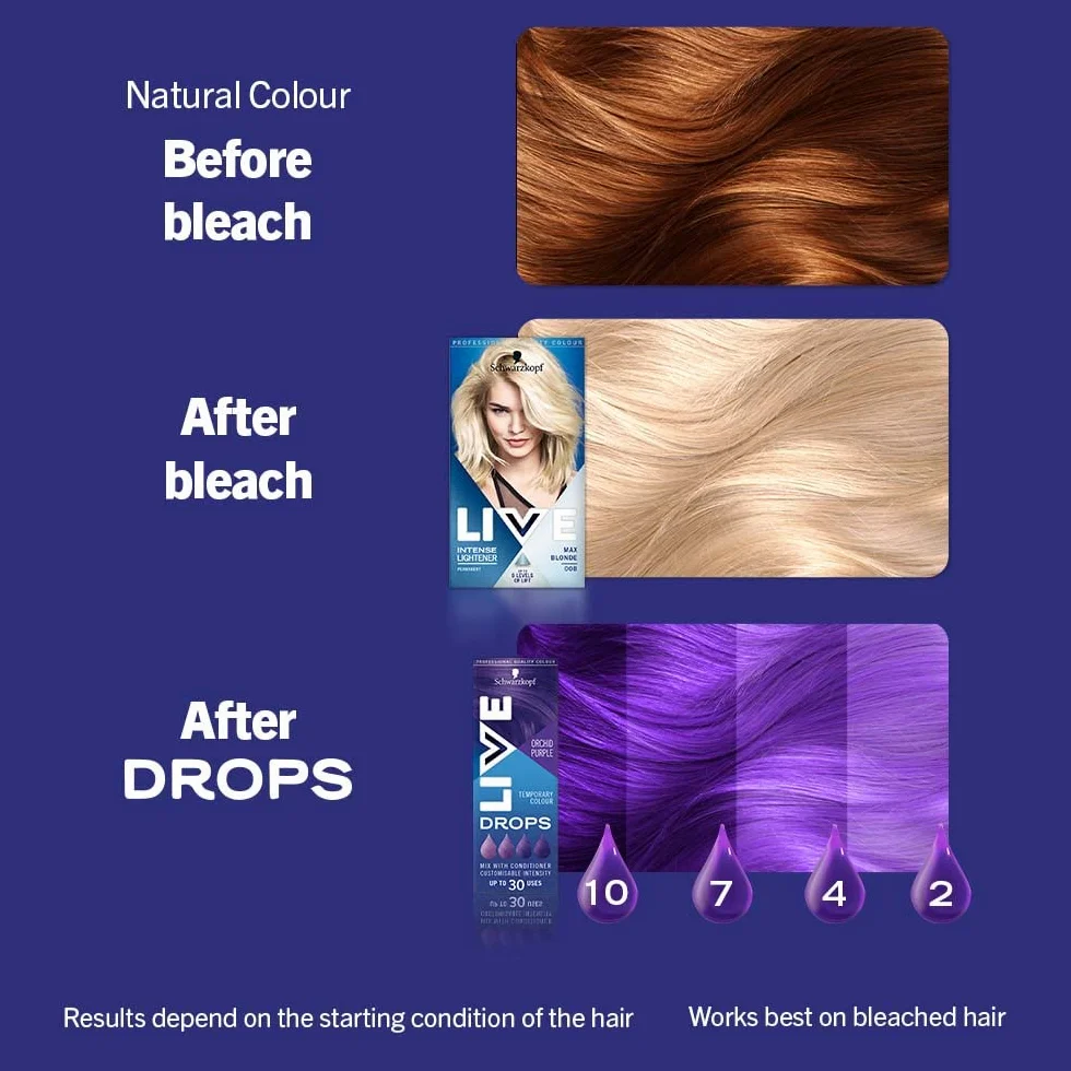 Schwarzkopf LIVE Color Drops półtrwała fioletowa farba do włosów Orchid Purple 30 ml