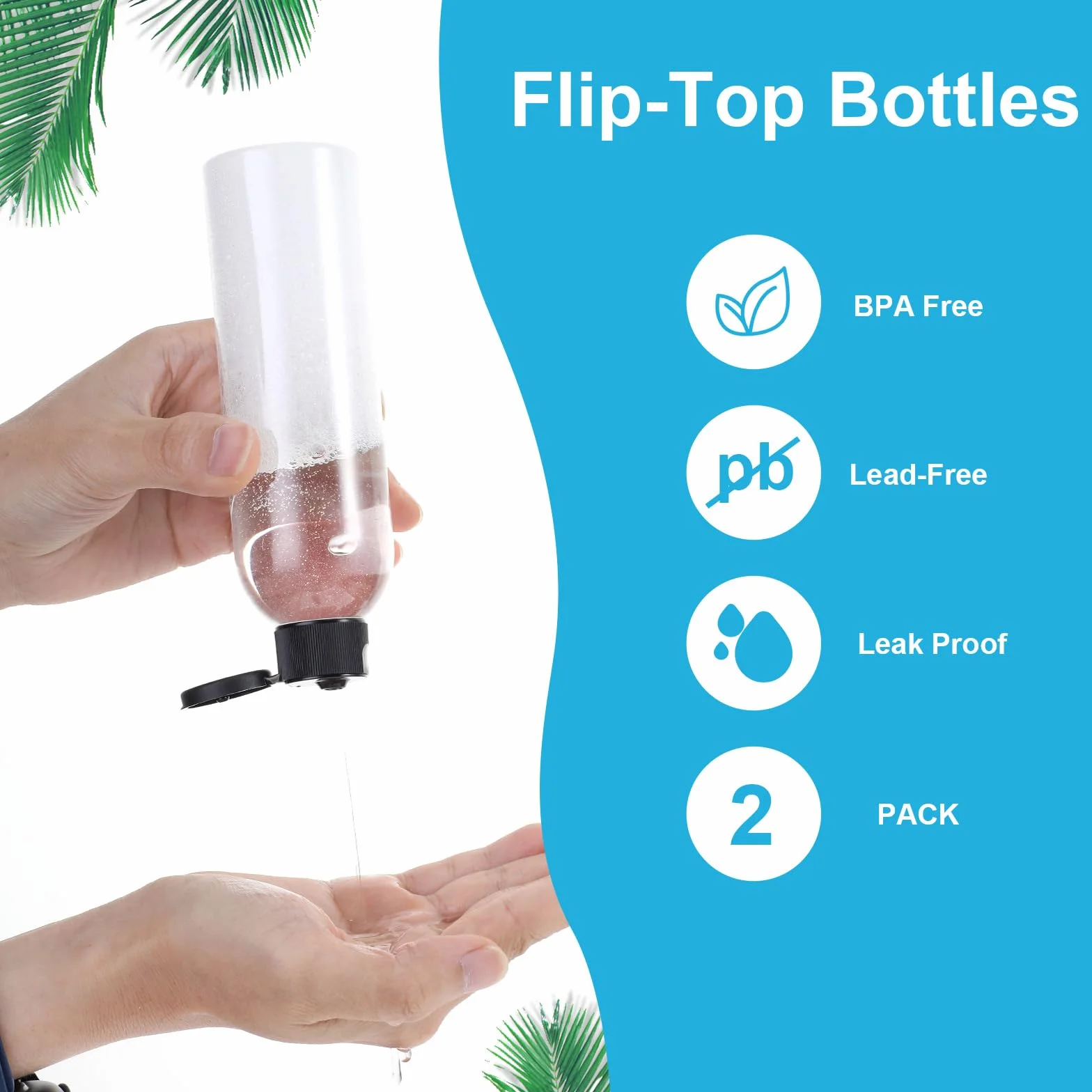 Ptwola 2 sztuki butelek podróżnych 200 ml plastikowe do nalewania płynu z klapką