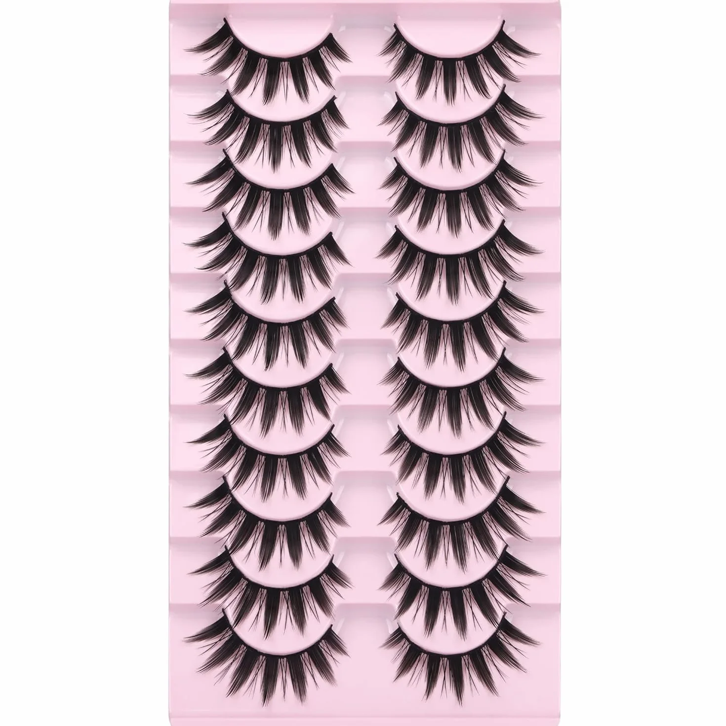 Lashes Manga Eyelashes Cat Eye Lashes Spiky Eyelash Strips Natural Look 10 par, koreańskie, japońskie, azjatyckie, cosplay, sztuczne rzęsy, wygląd jak indywidualny zestaw (M01)