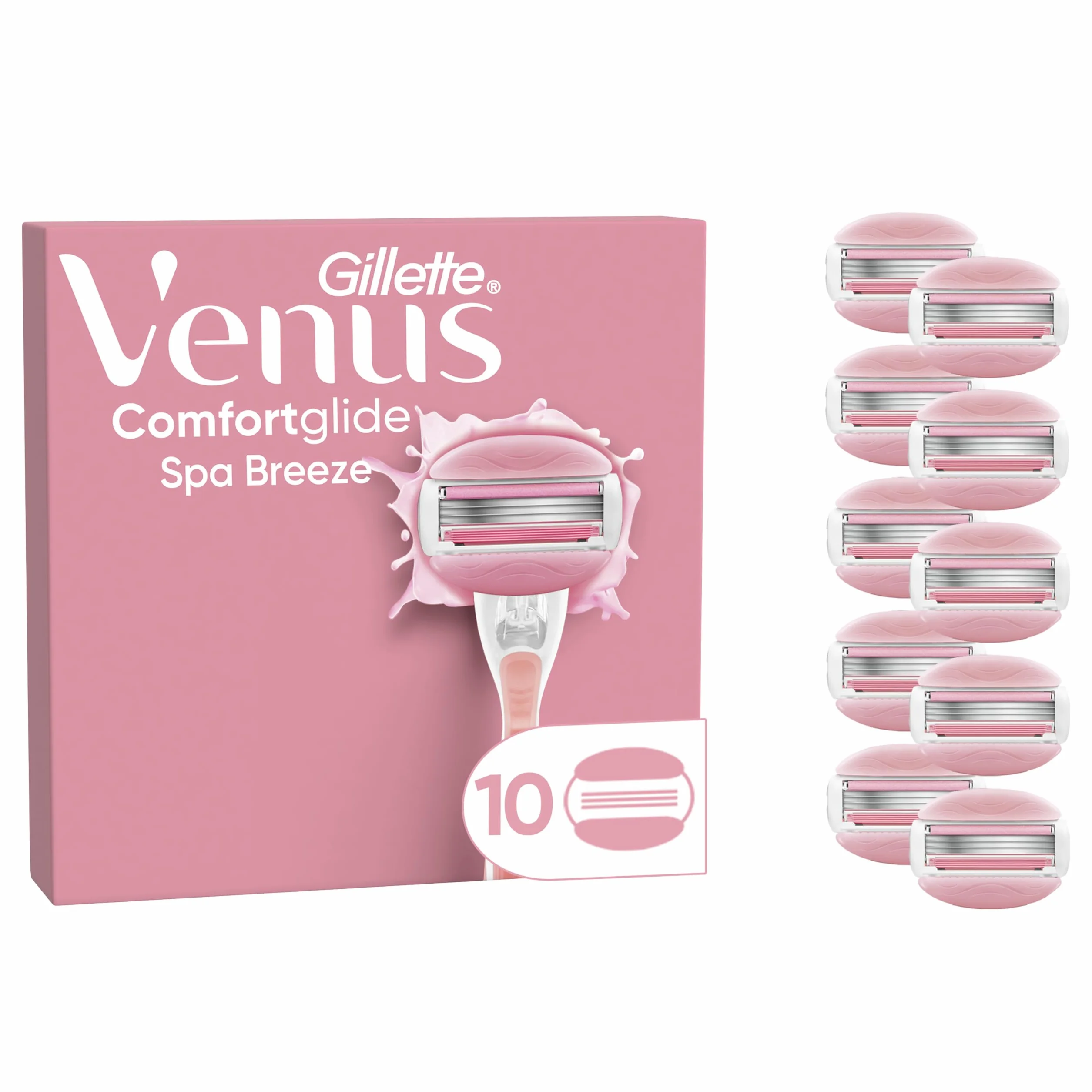 Gillette Venus Comfortglide Spa Breeze Wkłady wymienne do maszynki do golenia dla kobiet, 10 sztuk, 3 ostrza