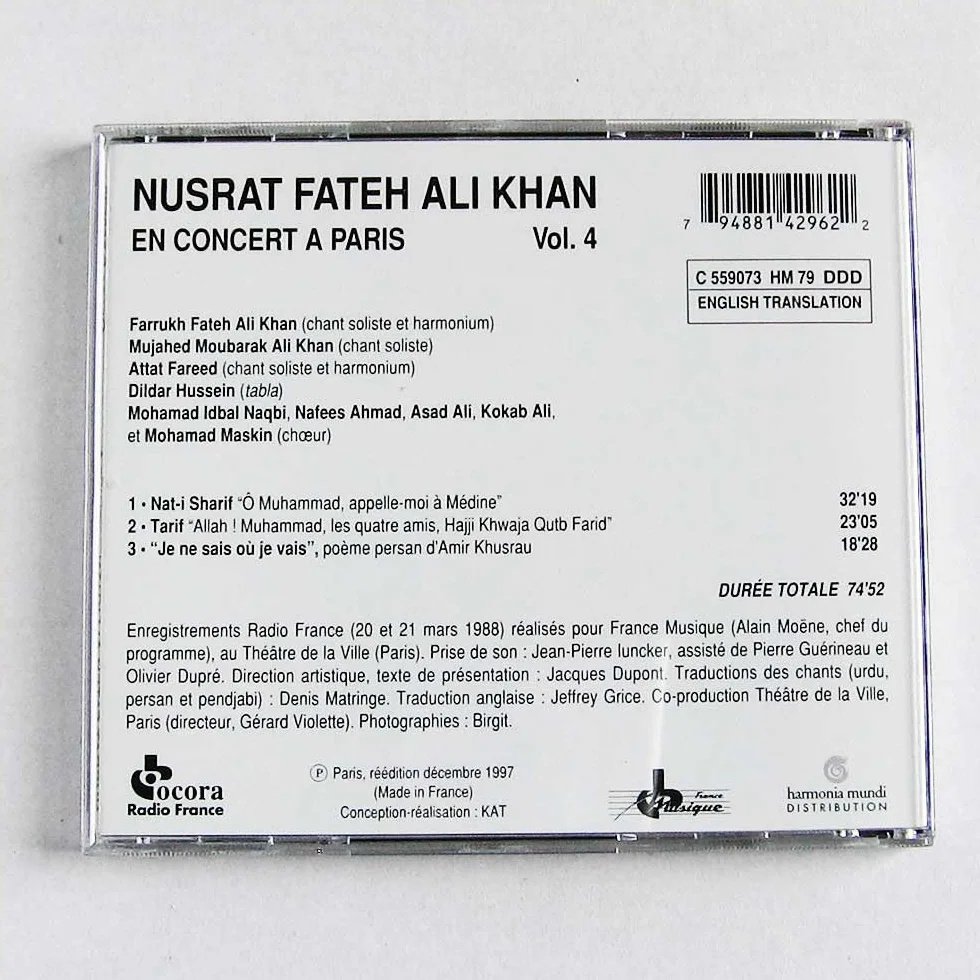 Volume 4: Nusrat Fateh Ali Khan En Concert A Paris;PAKISTAN