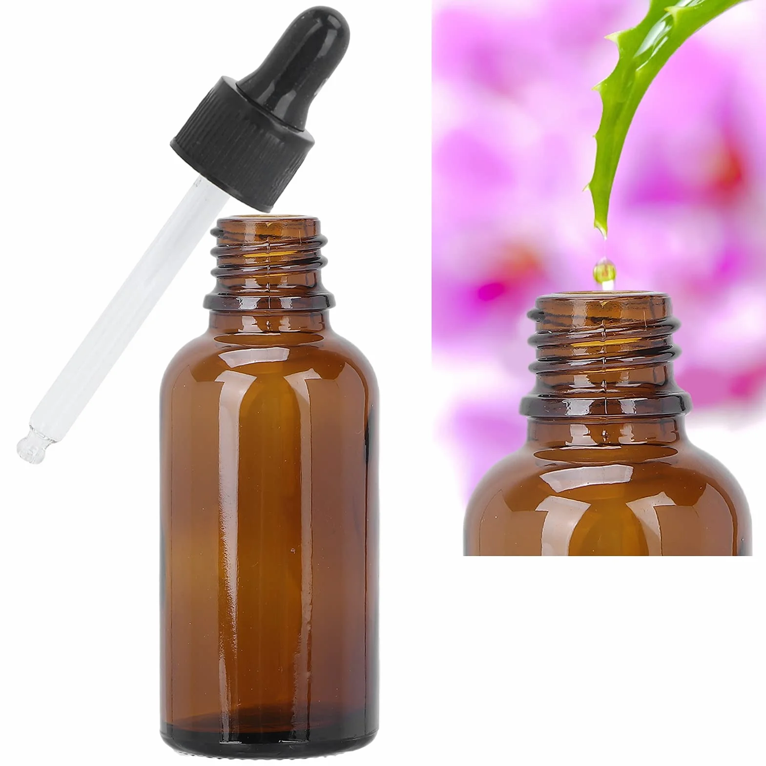Sonew Pusta butelka na olejek eteryczny do wielokrotnego napełniania, 2 rozmiary brązowe mini przenośne perfumy DIY serum do twarzy perfumy zakraplacz butelka akcesoria (#2)