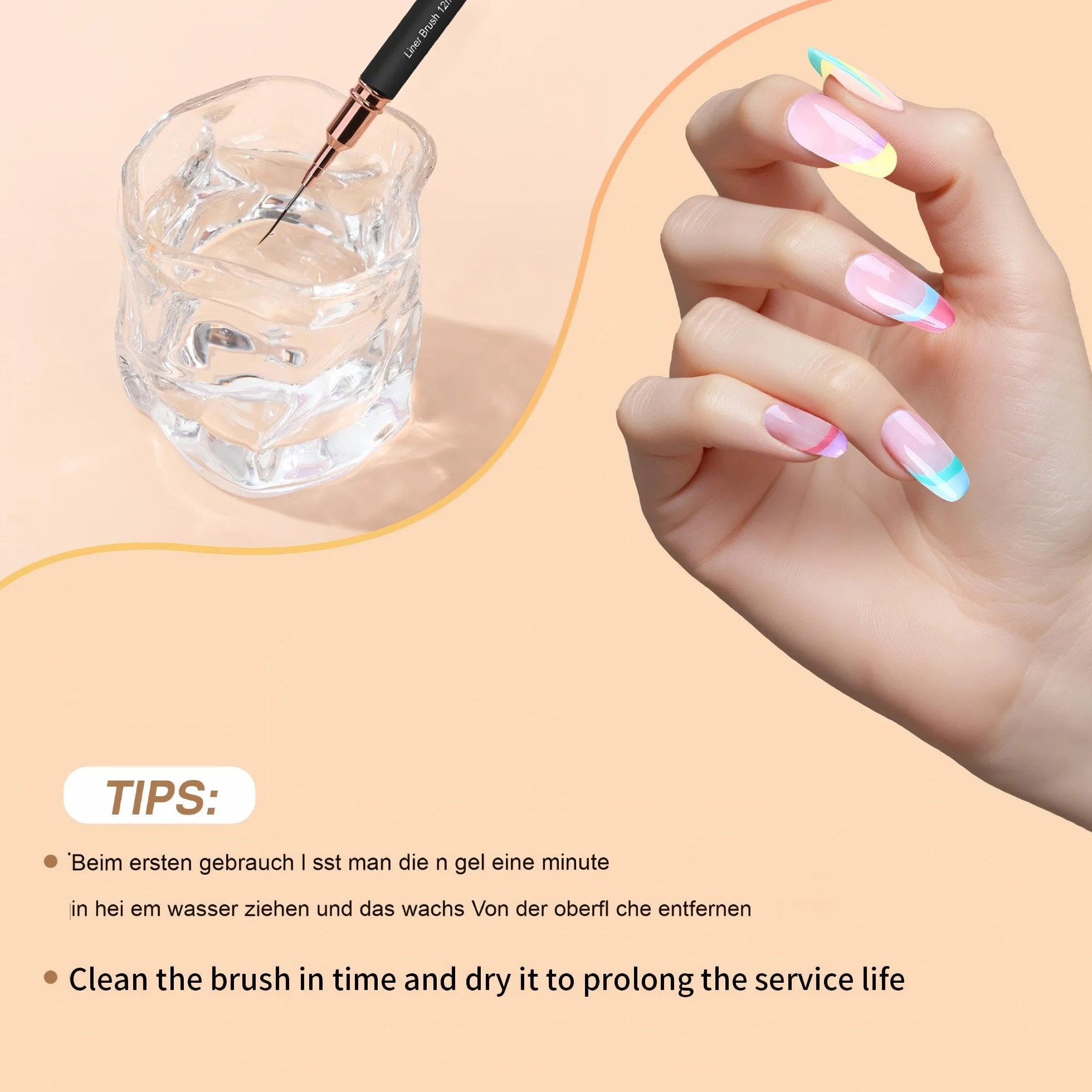 Pędzle do sztuki paznokci 5Pcs Nail Art Liner Zestaw do projektowania paznokci Czarny