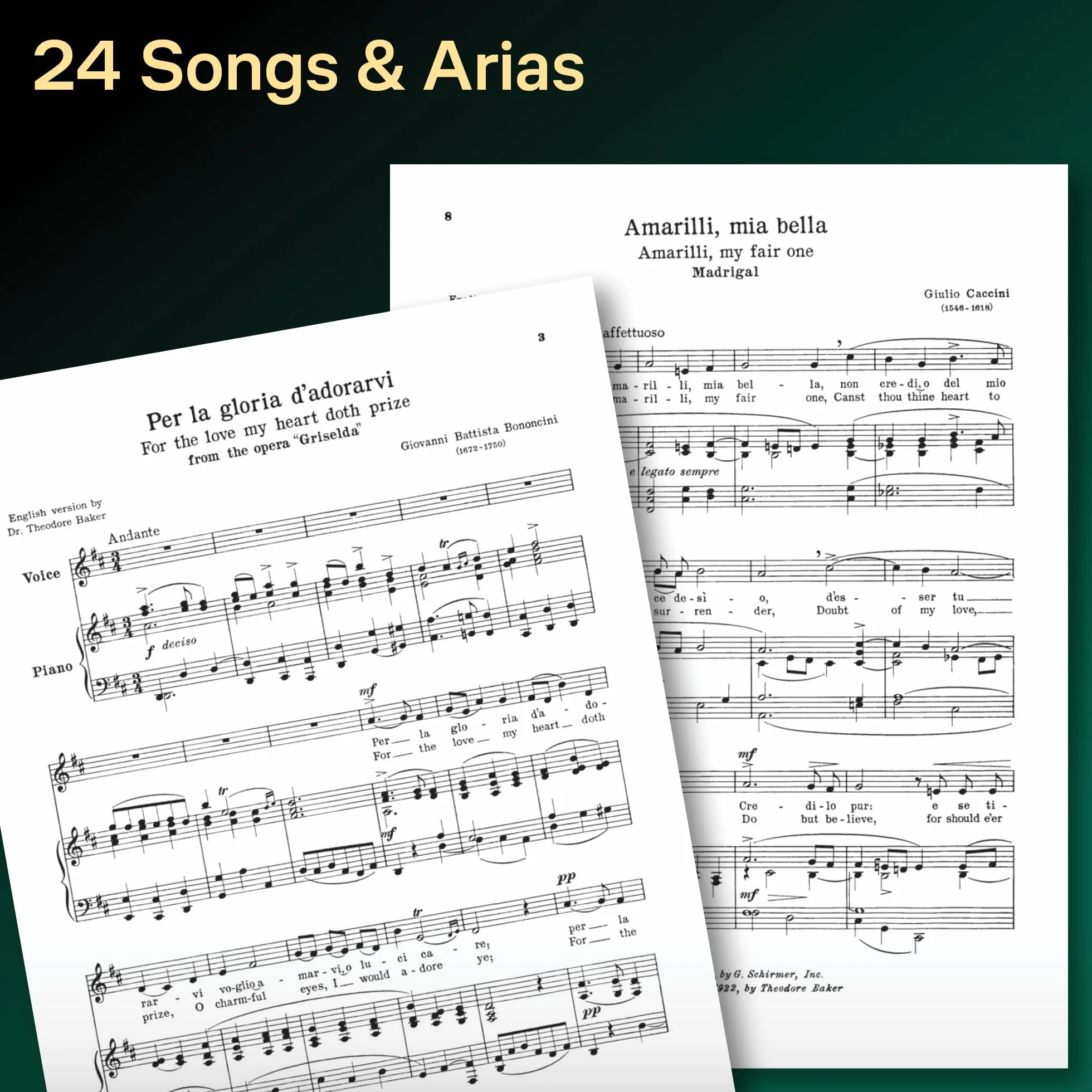 24 italian songs & arias - medium low voice of the seventeenth and eighttennth centuries: Schirmer Library of Classics Volume 1723 Medium Low Voice Book Only