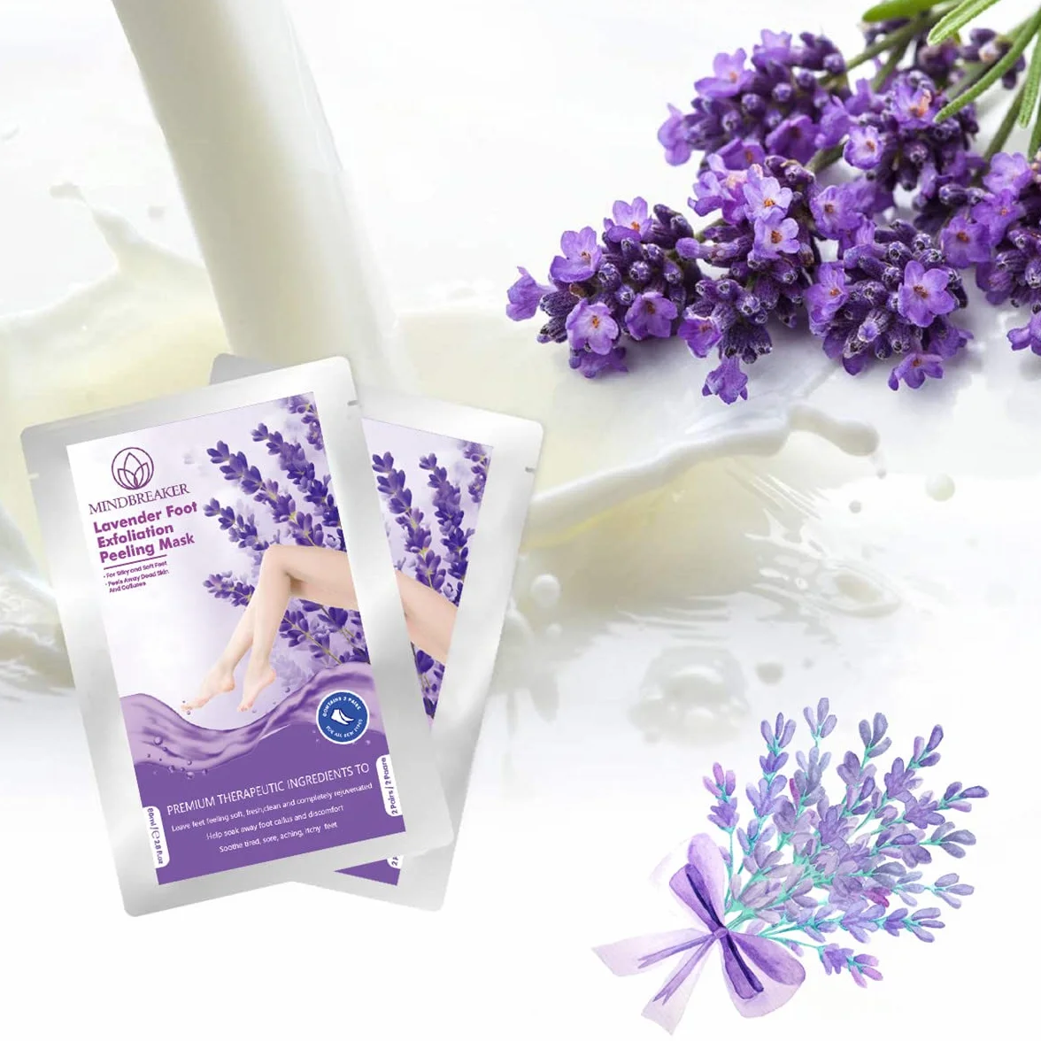 Maseczka peelingująca do stóp lawendowa sucha obumarła skóra naprawa kalusa szorstkie pięty naturalny peeling