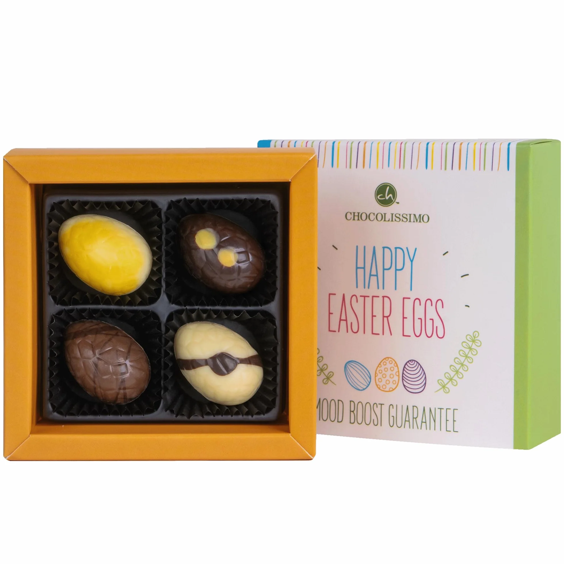 CHOCOLISSIMO - 4 czekoladowe jajka wielkanocne, bez alkoholu, prezent wielkanocny, czekoladki wielkanocne, prezenty dla dorosłych, kobiet, mężczyzn, Happy Easter 4 Egg