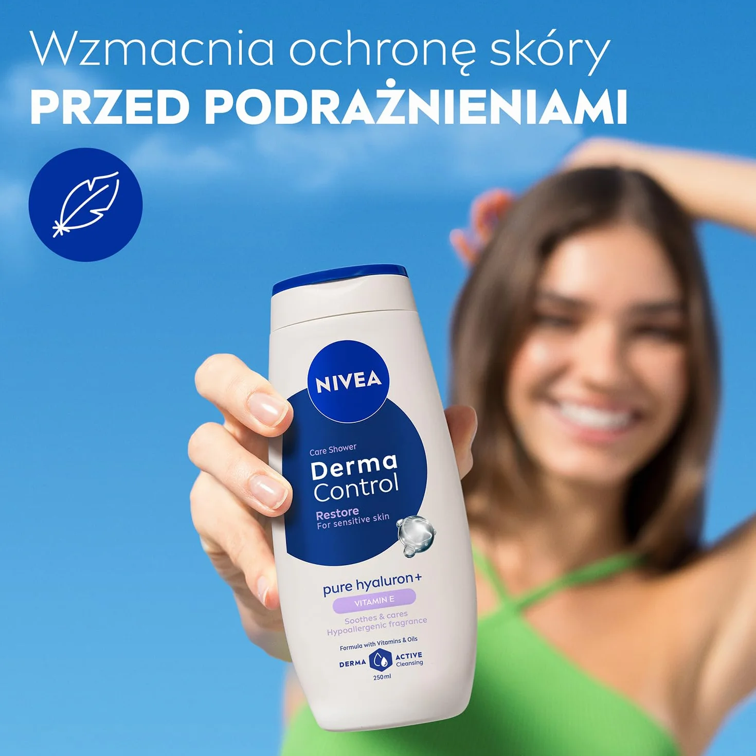 NIVEA Derma Control Restore Regenerujący żel pod prysznic z kwasem hialuronowym i witaminą E 250 ml