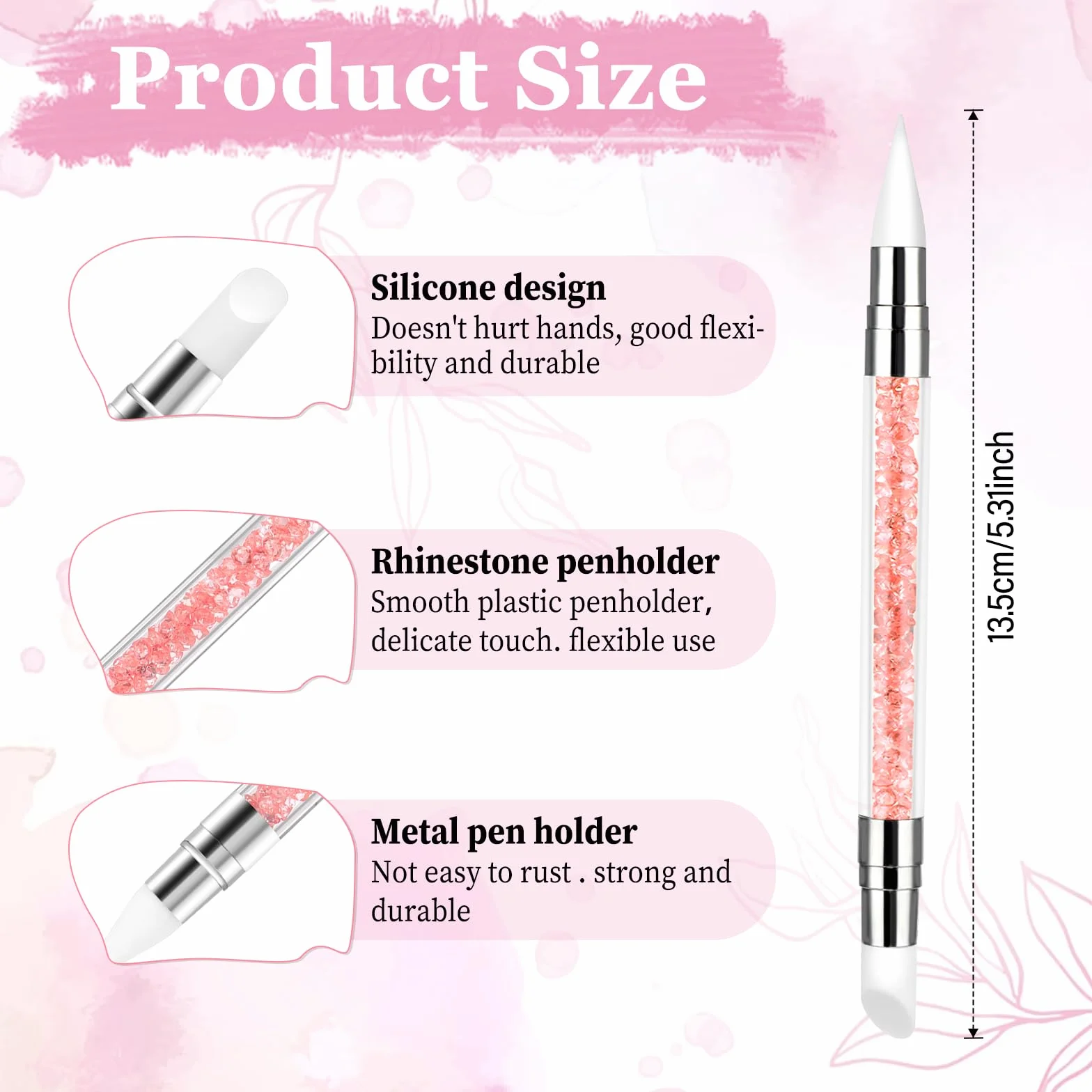 Silikonowe pędzle do paznokci z podwójnym końcem 3 sztuki narzędzia do manicure żel UV