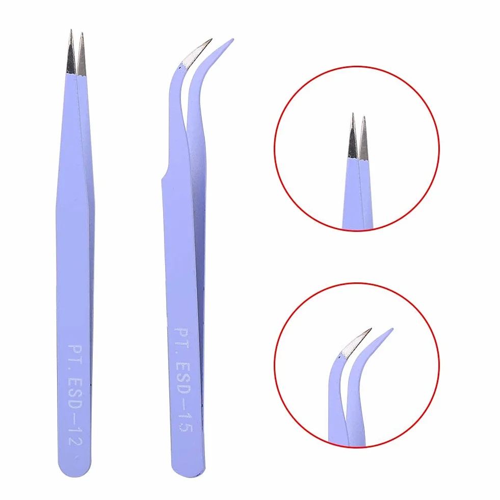 Pęseta do zdobienia paznokci ze stali nierdzewnej zestaw do manicure Nail Art Tools fioletowy