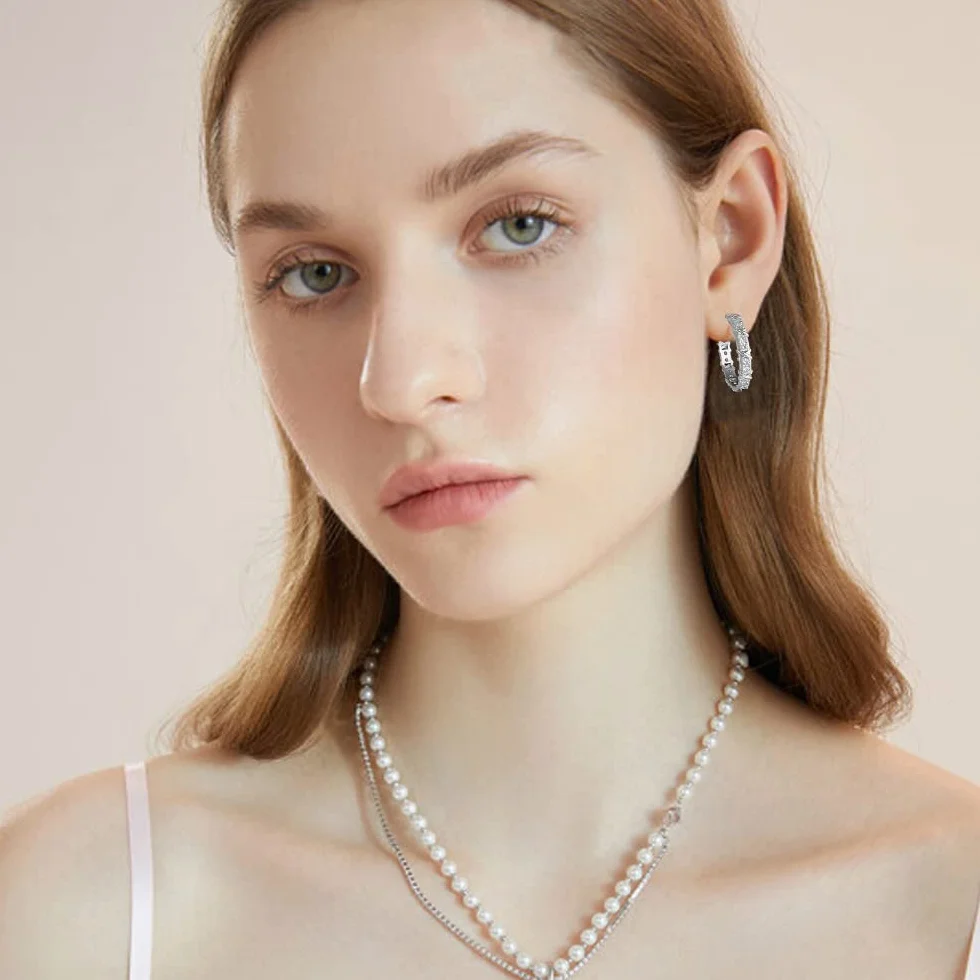 Kolczyki Hoop 925 Sterling Silver Creole Małe Hipoalergeniczne Cyrkonia Błyszczące Diament Prezenty dla kobiet Mężczyźni