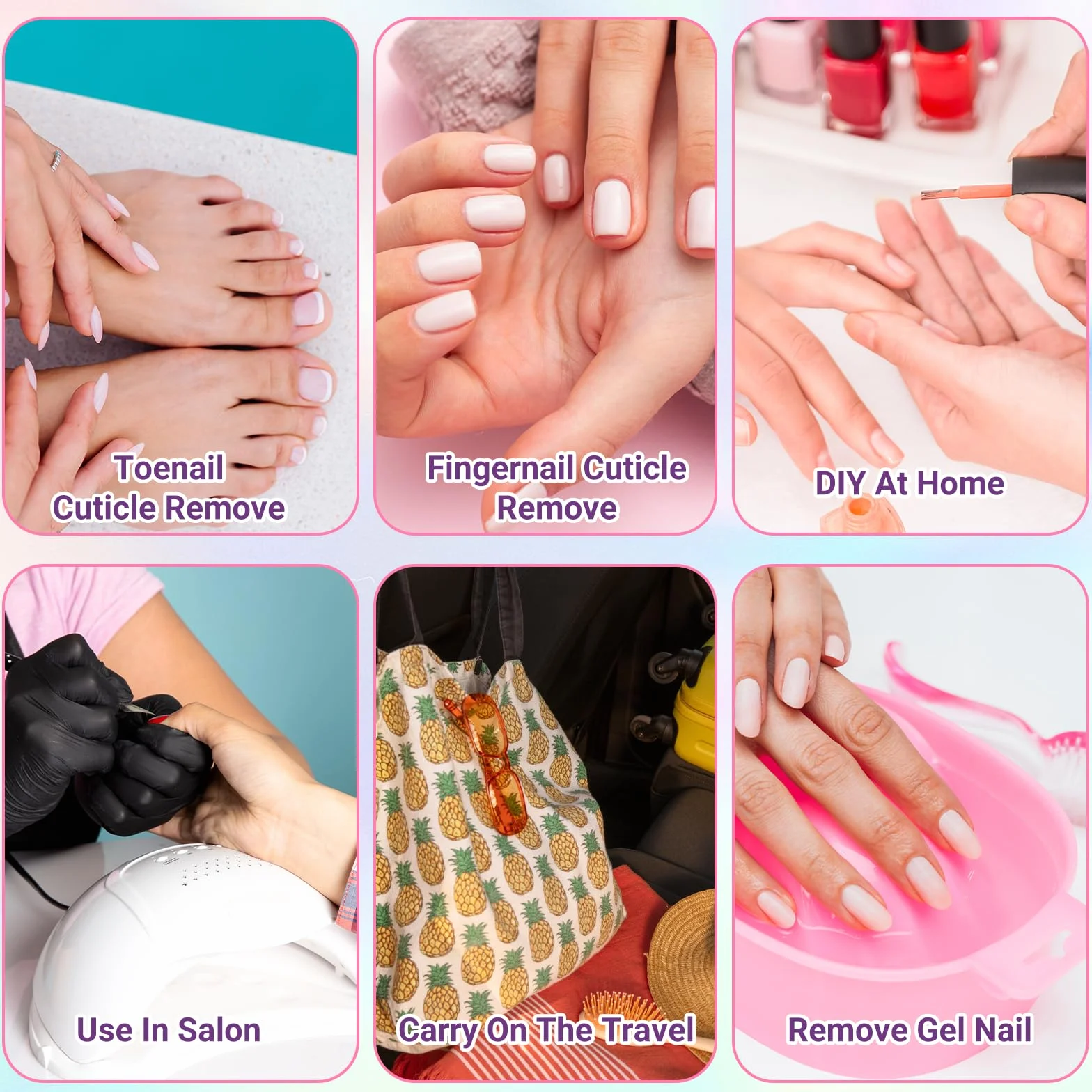 TIESOME Dwustronny narzędzi do usuwania skórek, z 10 papierami ściernymi do skórek, profesjonalny narzędzi do usuwania skórek do manicure i pedicure (srebrny)