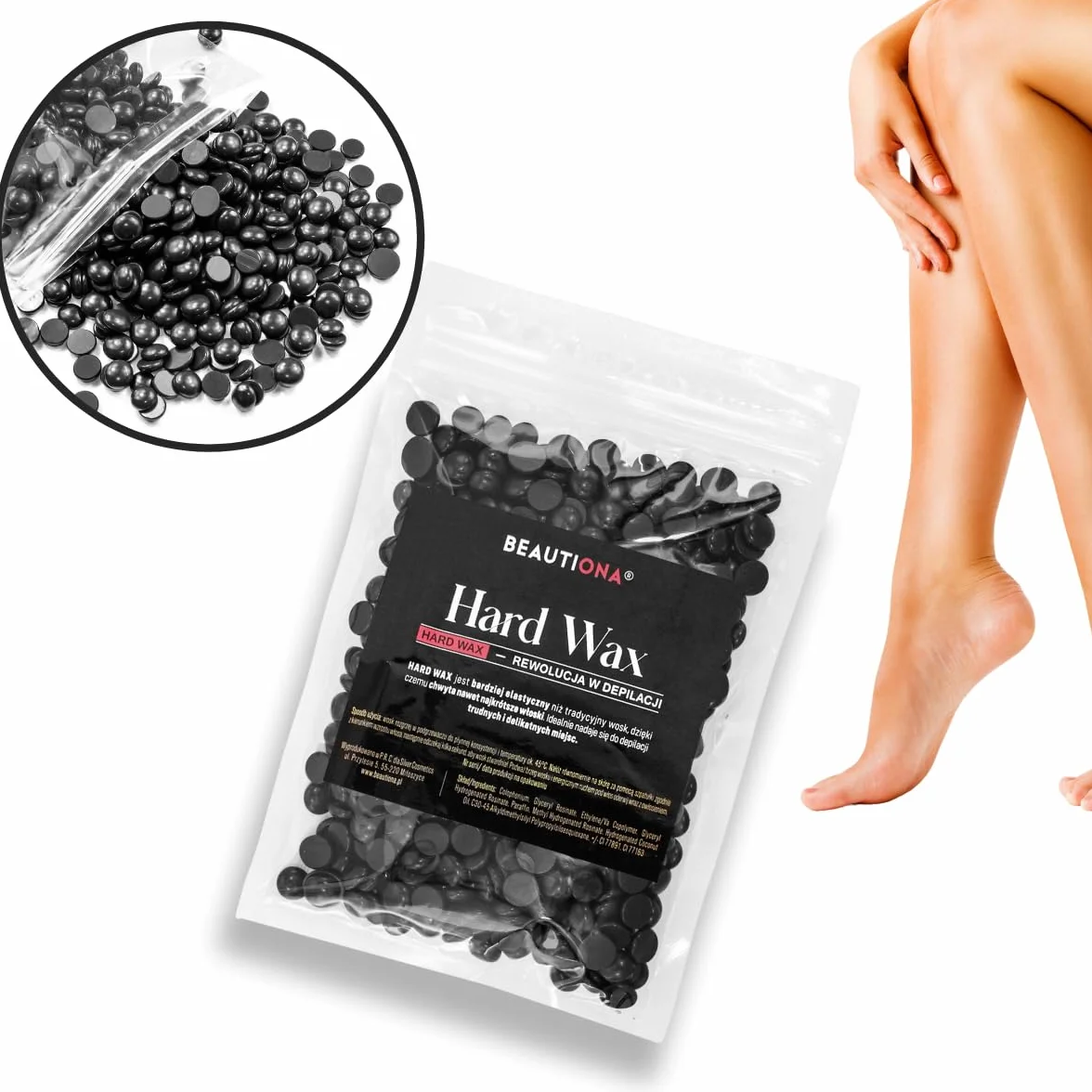 Naturalny wosk twardy w kroplach do depilacji, 100 g, czarny