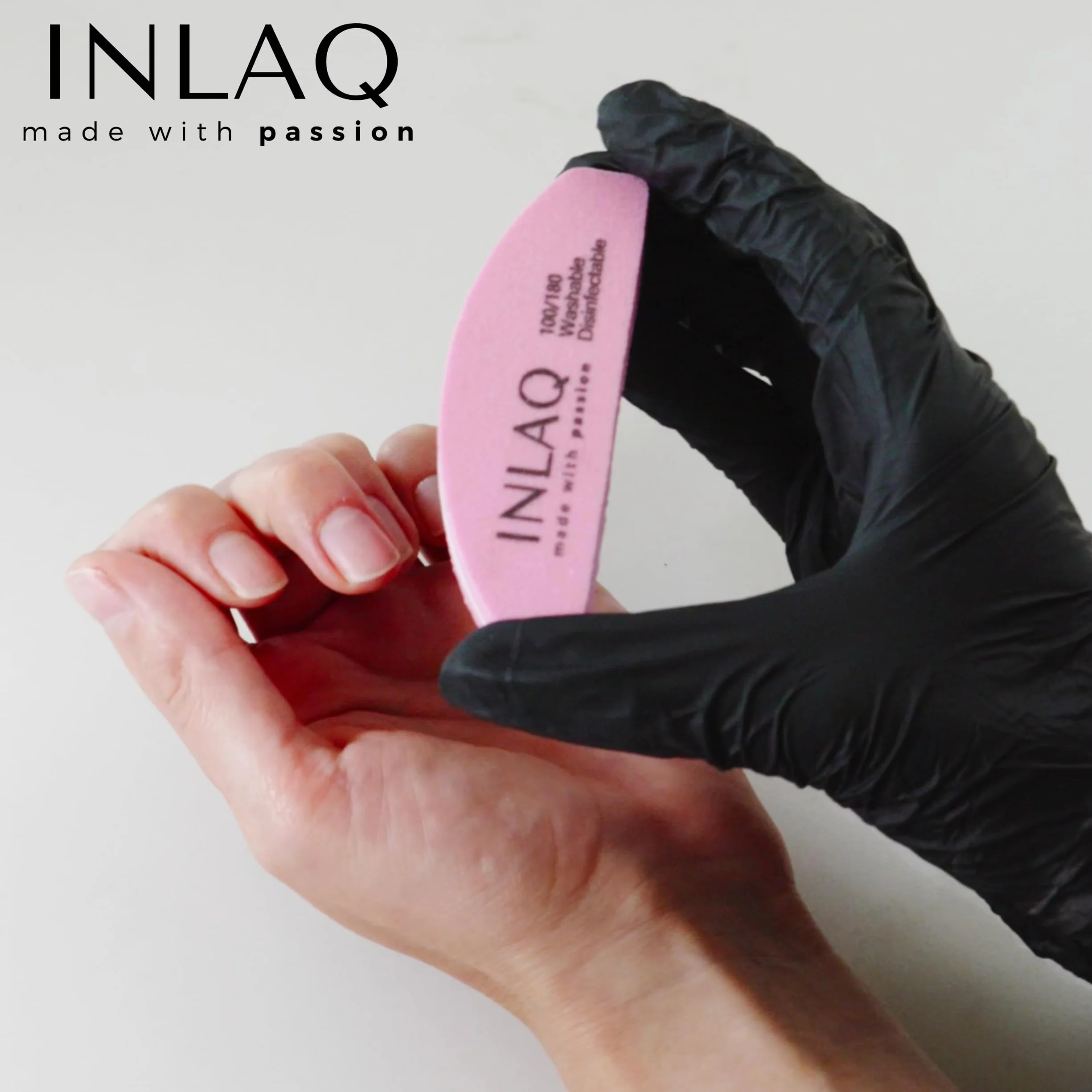 INLAQ® Mini Polerka do paznokci 100/180 - Pilniki do Manicure - Dwustronne Pilniki do Paznokci żelowych - Zmywalne i Wielokrotnego użytku – Idealne do Salonu i Użytku Domowego – Różowy