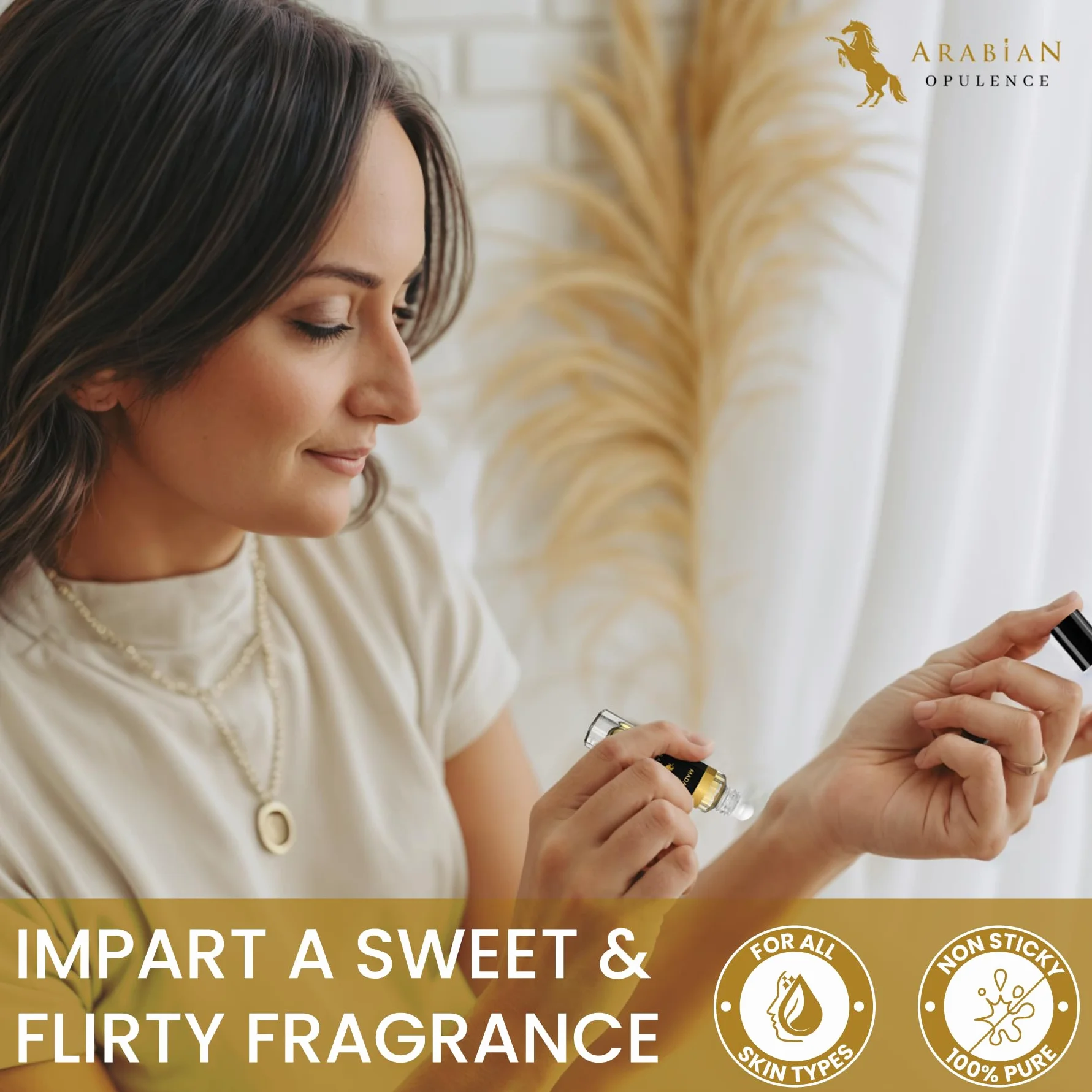 Arabian Opulence FR191 MADAM Roll-on olejek perfumowany, skoncentrowany olejek do ciała, długotrwały perfumy na bazie oleju dla kobiet, rozmiar podróżny, bezalkoholowa miękka butelka na olej