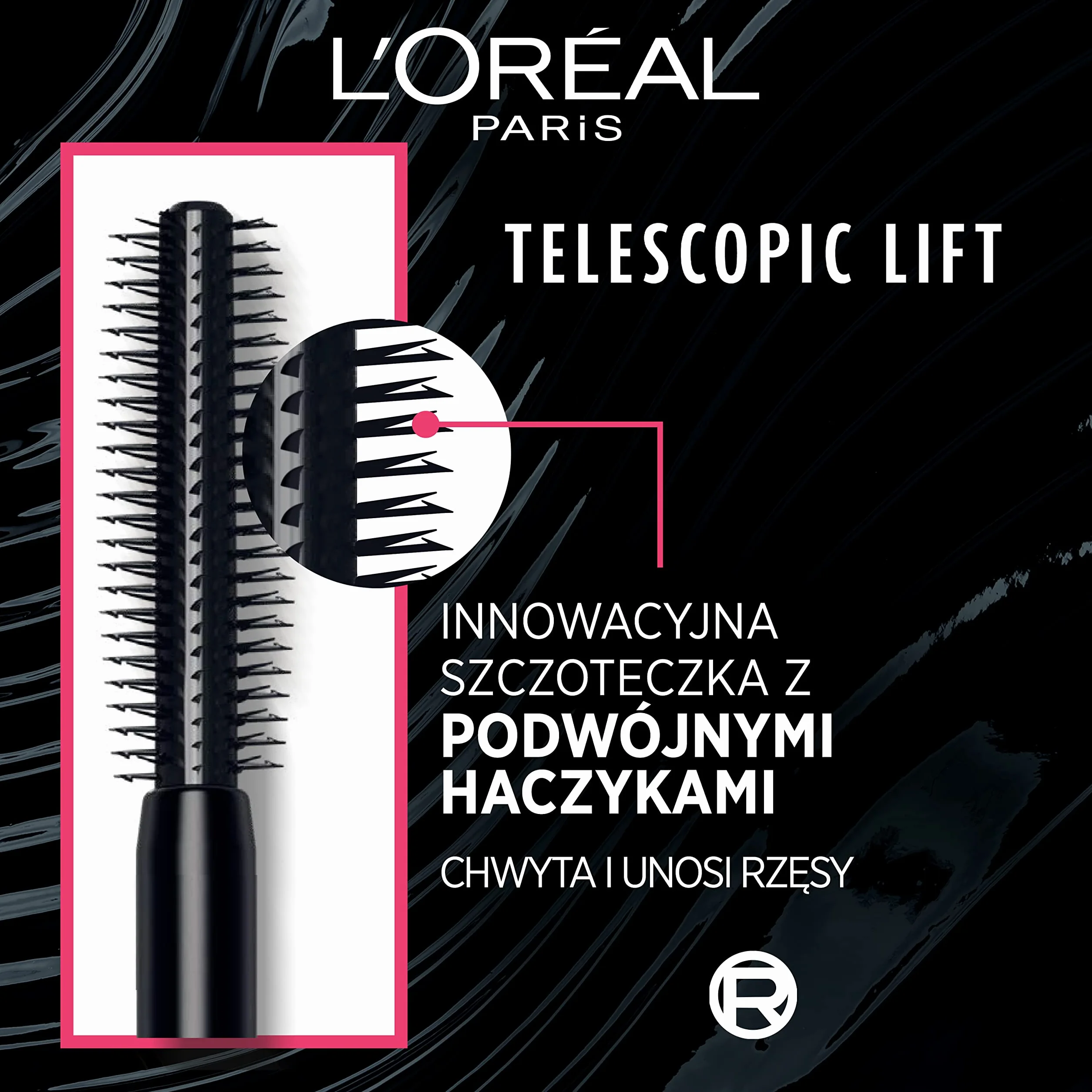 L'Oréal Paris Telescopic Lift Mascara, czarna, długotrwały lifting do 36 godzin, widoczna większa długość rzęs