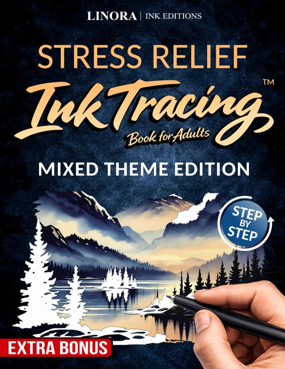Stress Relief Ink Tracing: Release Physical Tension in Minutes with Guided Ink Tracing - No Coloring Skills Needed