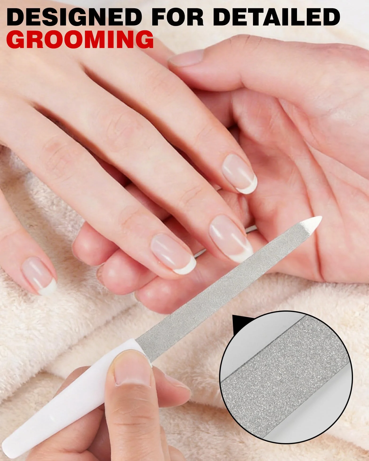 Metalowe Pilniki do Paznokci 4 Sztuki Profesjonalne z Rękojeścią do Manicure i Pedicure