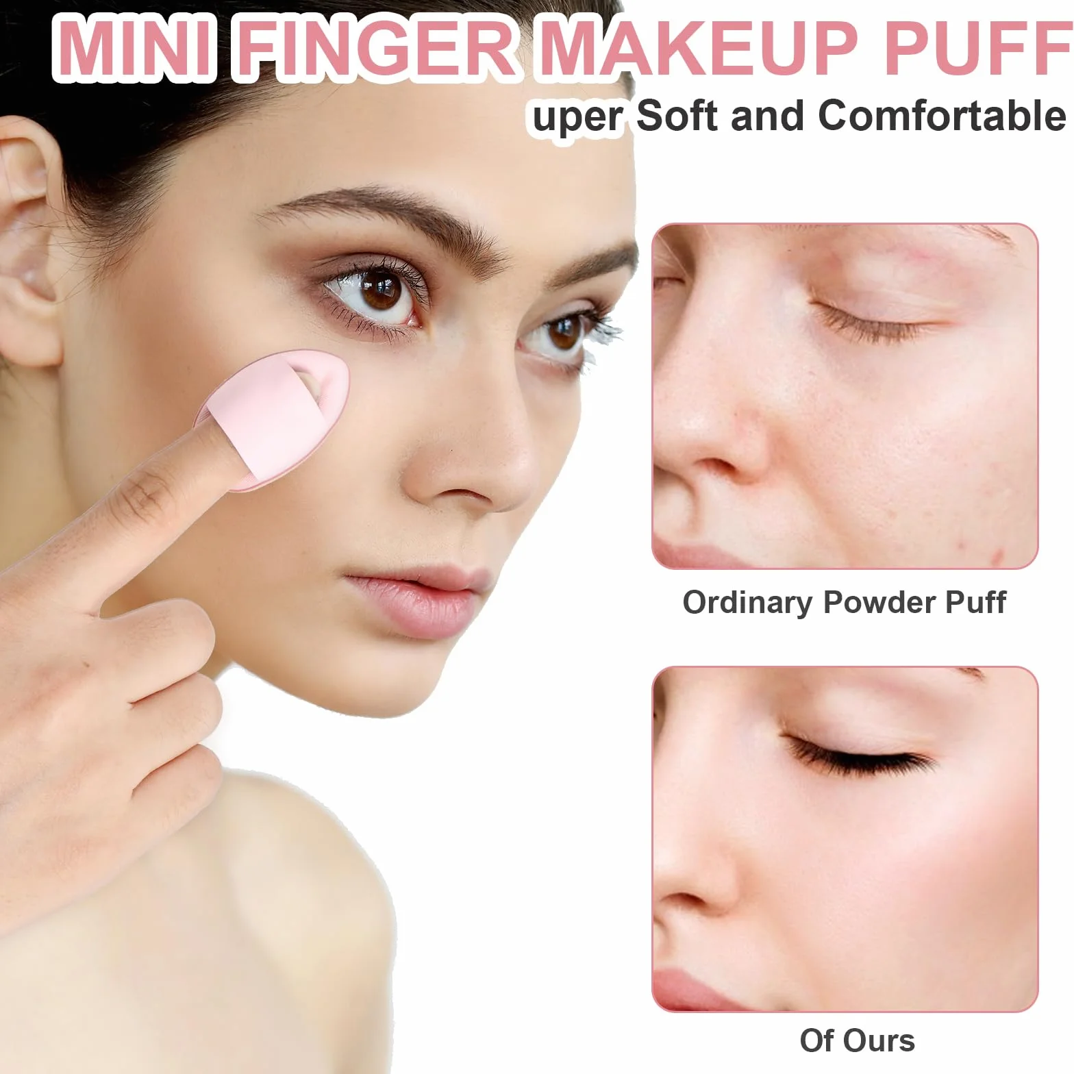 Mini puder, miękkie gąbki do makijażu na palce, zestaw do makeupu, korektor, sypki, róż, suche i mokre przybory do makeupu