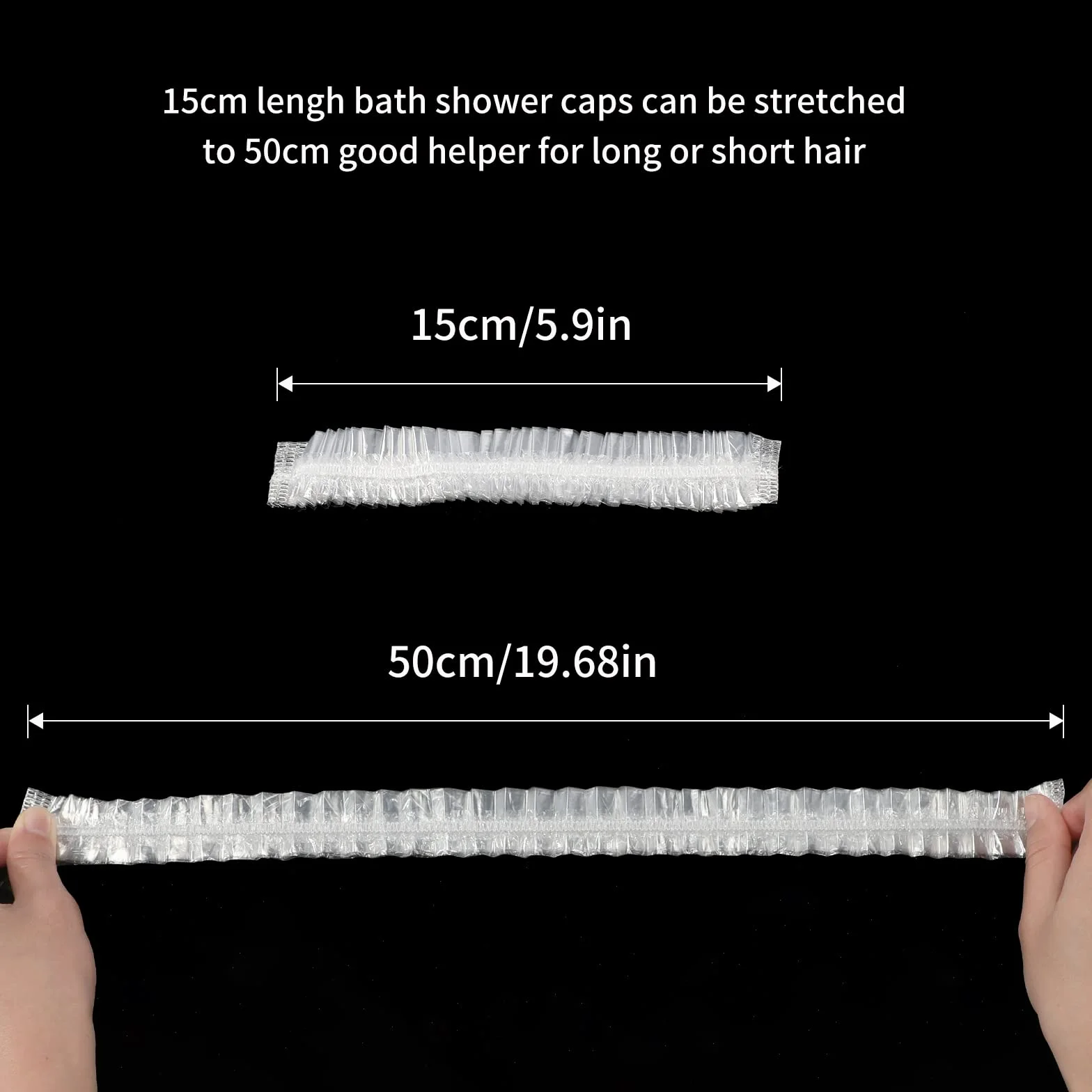 G2PLUS 50 sztuk jednorazowych czepków prysznicowych 50 cm z tworzywa sztucznego