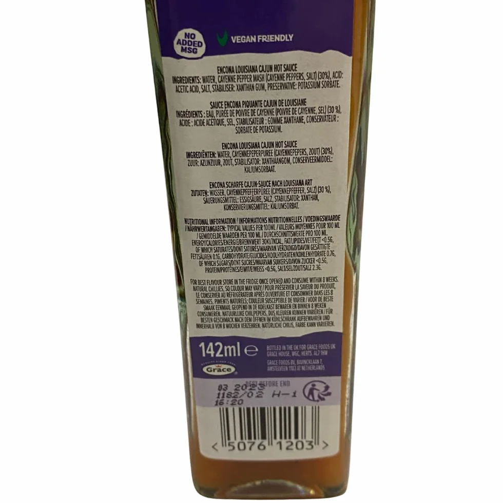 Encona Louisiana Cajun Hot Pepper Sos 142 ml