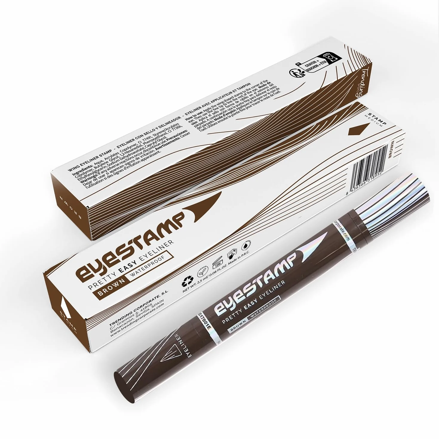 eyestamp brown - idealny eyeliner z uszczelką dla ogona - głęboki brąz wodoodporny - precyzyjny i trwały pociągnięcie - kompaktowy format