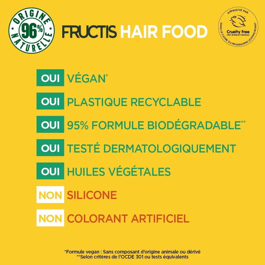 Garnier Fructis C6342100 szampon do włosów, wegański, odżywczy, banan, 350 ml