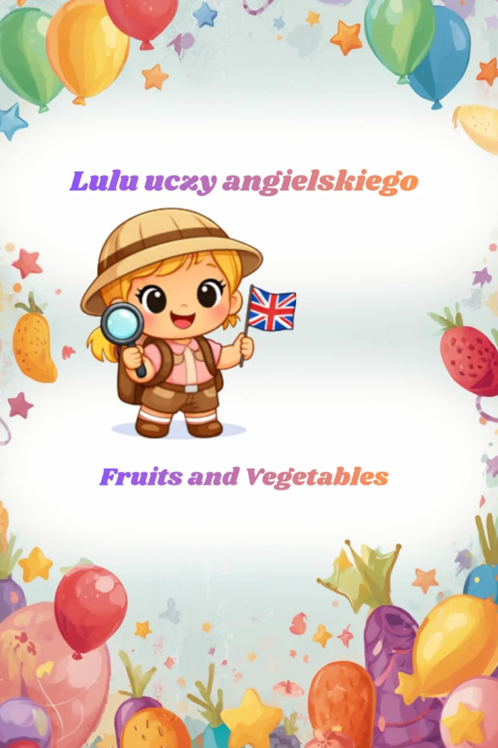 Lulu uczy angielskiego. Fruits and vegetables: Kolorowanka edukacyjna dla dzieci 3–7 lat. Nauka pierwszych słówek po angielsku przez zabawę.