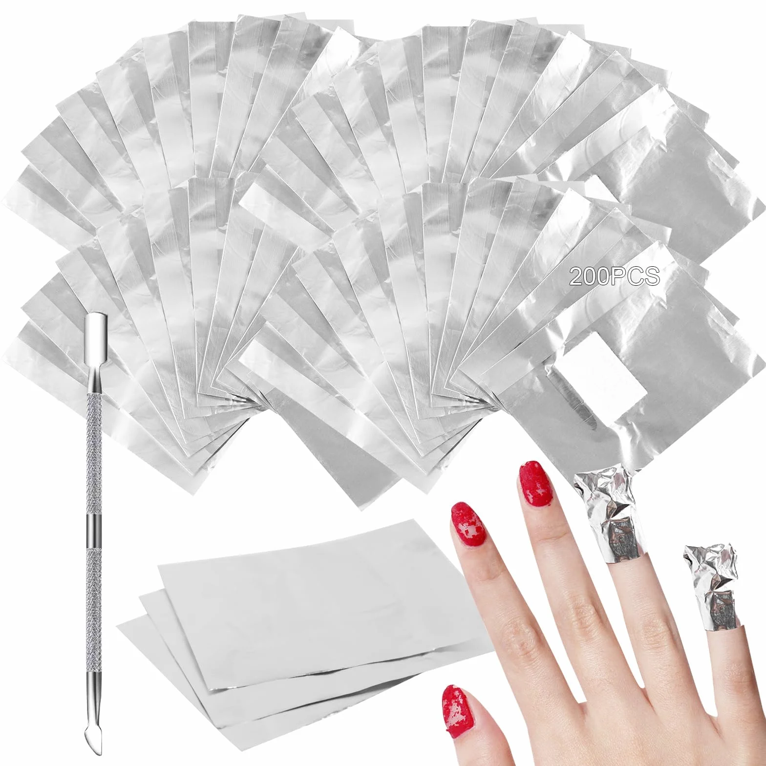 200 sztuk folii do usuwania lakieru żelowego do paznokci, półtrwałe folie aluminiowe do usuwania lakieru, akcesoria w zestawie