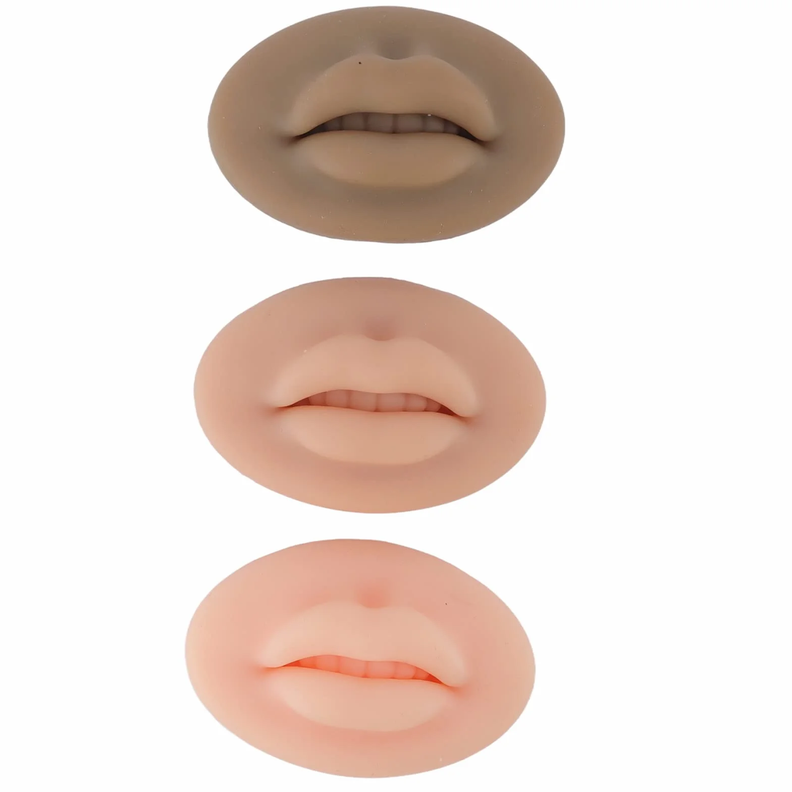 3D Silikon Praktyka Warga, 3szt Miękki Makijaż Permanentny Fałszywe Usta Emulacja Usta Forma Kosmetyczny Makijaż Usta Trening Microblading Praktyka dla Tatuujących Artystów i Początkujących
