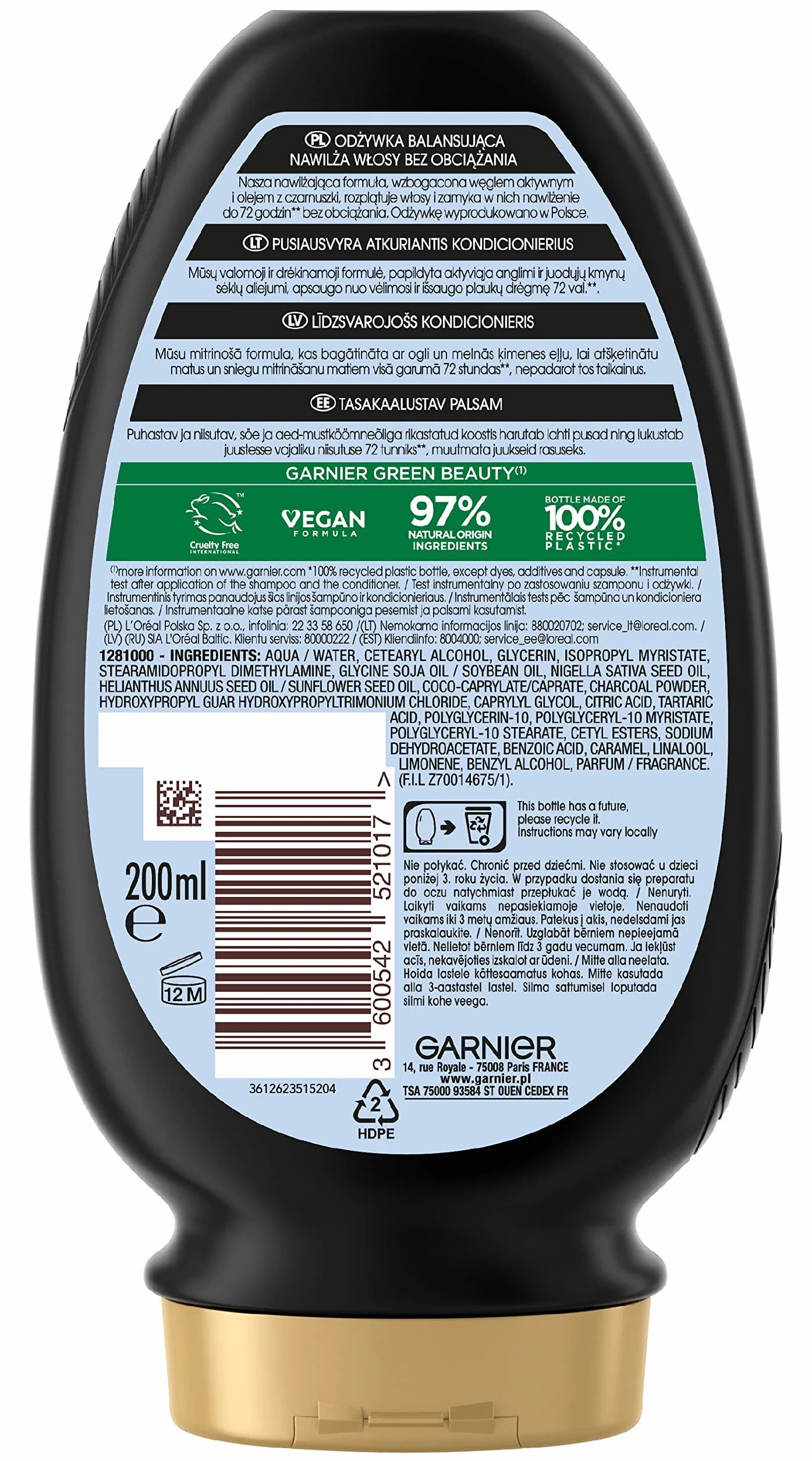 Garnier Botanic Therapy odżywka do włosów Węgiel Aktywny i Olej z Czarnuszki 200 ml