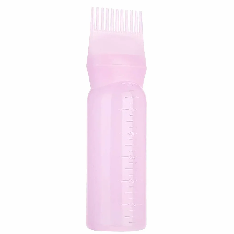Butelka z Aplikatorem Grzebienia do Farbowania Włosów 160ml Różowy