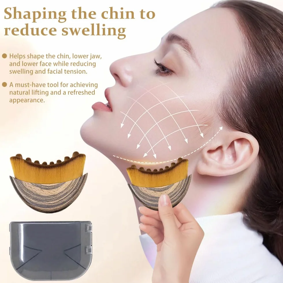 3 sztuki Limphatic Contour Face Brush do twarzy, do suchej twarzy, z 1 grzebieniem do masażu do drenażu limfatycznego, drenażu limfatycznego, twarzy, do brody i kształtowania szczęki