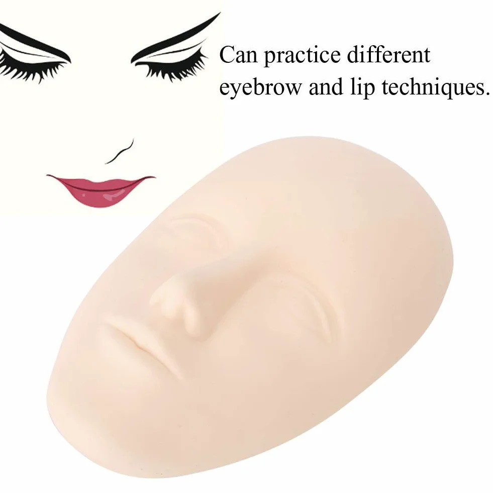 Głowa manekina, tatuaż manekin treningowy przedłużanie rzęs, praktyka tatuażu 5D Makijaż permanentny Microblading Trening warg brwi Silikonowa sztuczna skóra (skóra do ćwiczeń tatuażu)