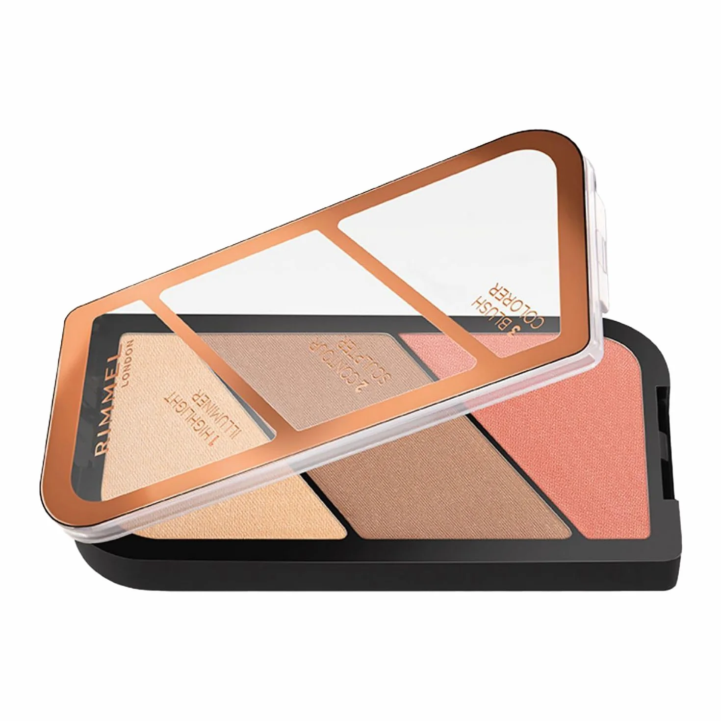 Rimmel rozświetlająca paletka do konturowania twarzy 3w1 nr 002 Coral Glow