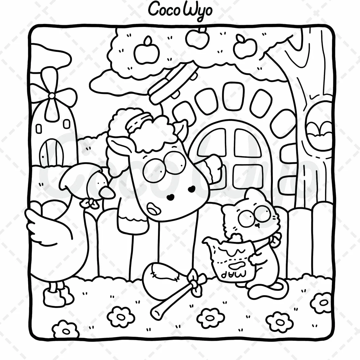 The Little Cat: Cozy Life of Kitty Coloring Book for Adults and Teens