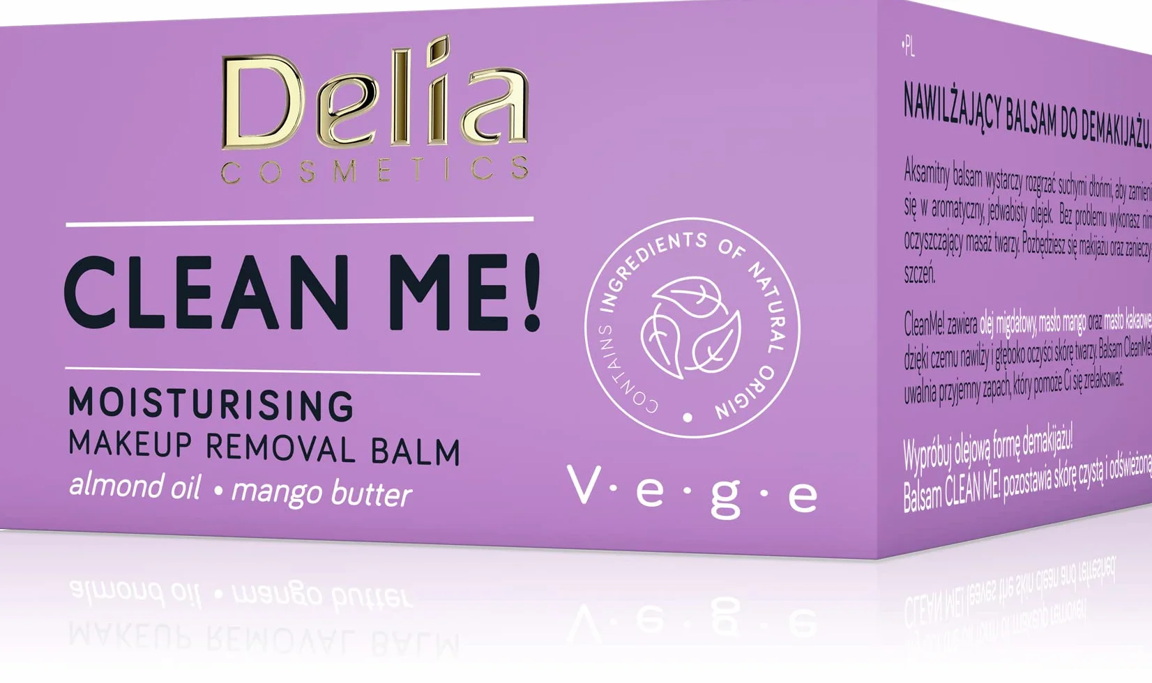 Delia Cosmetics Clean Me – balsam do demakijażu twarzy i oczu – wszystkie rodzaje skóry – olejek migdałowy, masło kakaowe, masło mango – oczyszcza, nawilża – wegański kosmetyk – 40 g