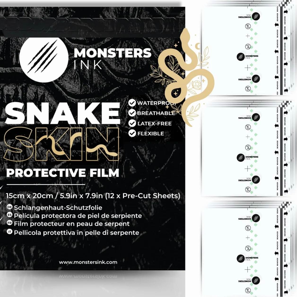Monsters Ink Snake Skin Tattoo Protection Film (15cm x 20cm (12 Sheets))